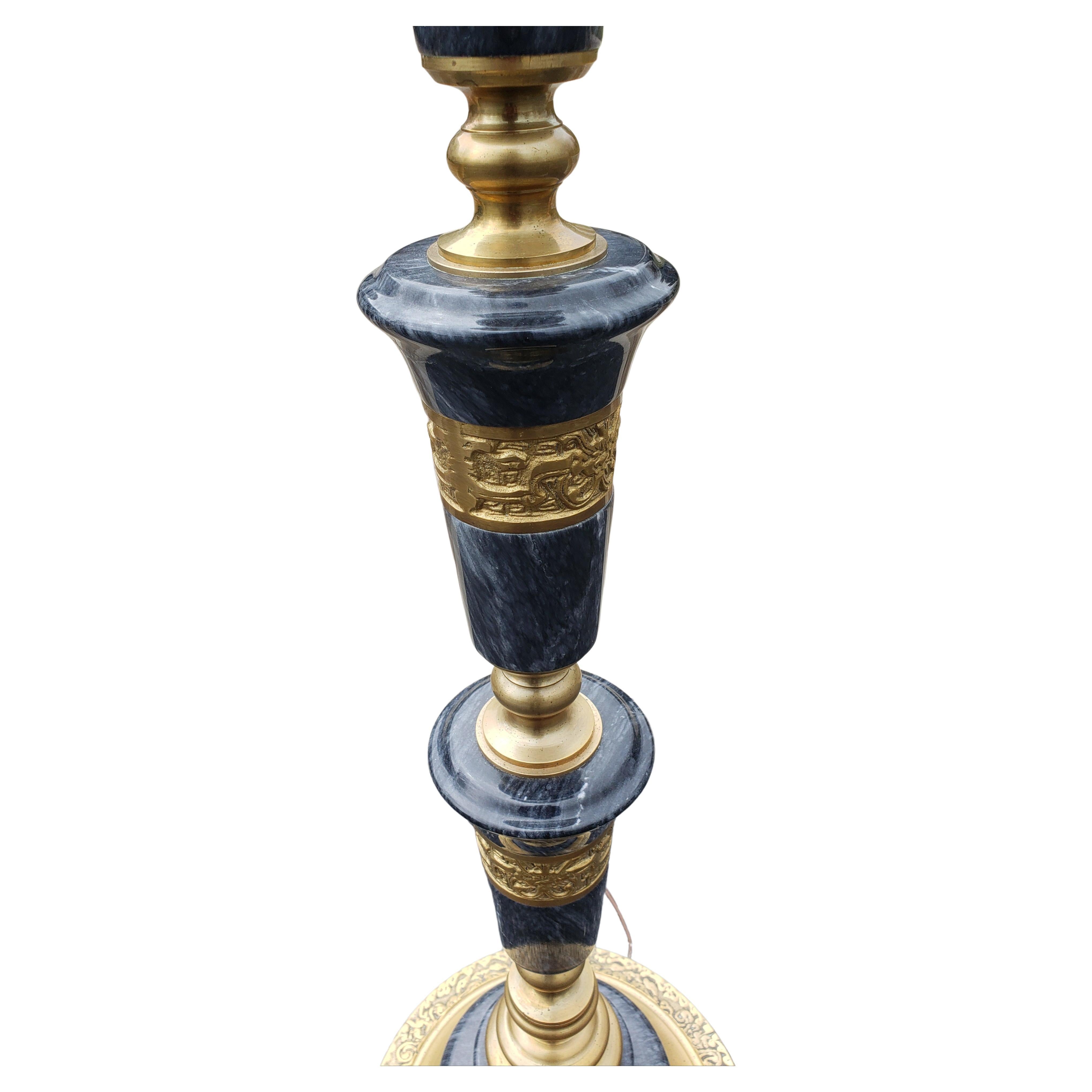 Mid-C. Frederick Cooper Asian Regency Marble and Brass Floor Lamp, Circa 1950s For Sale 5