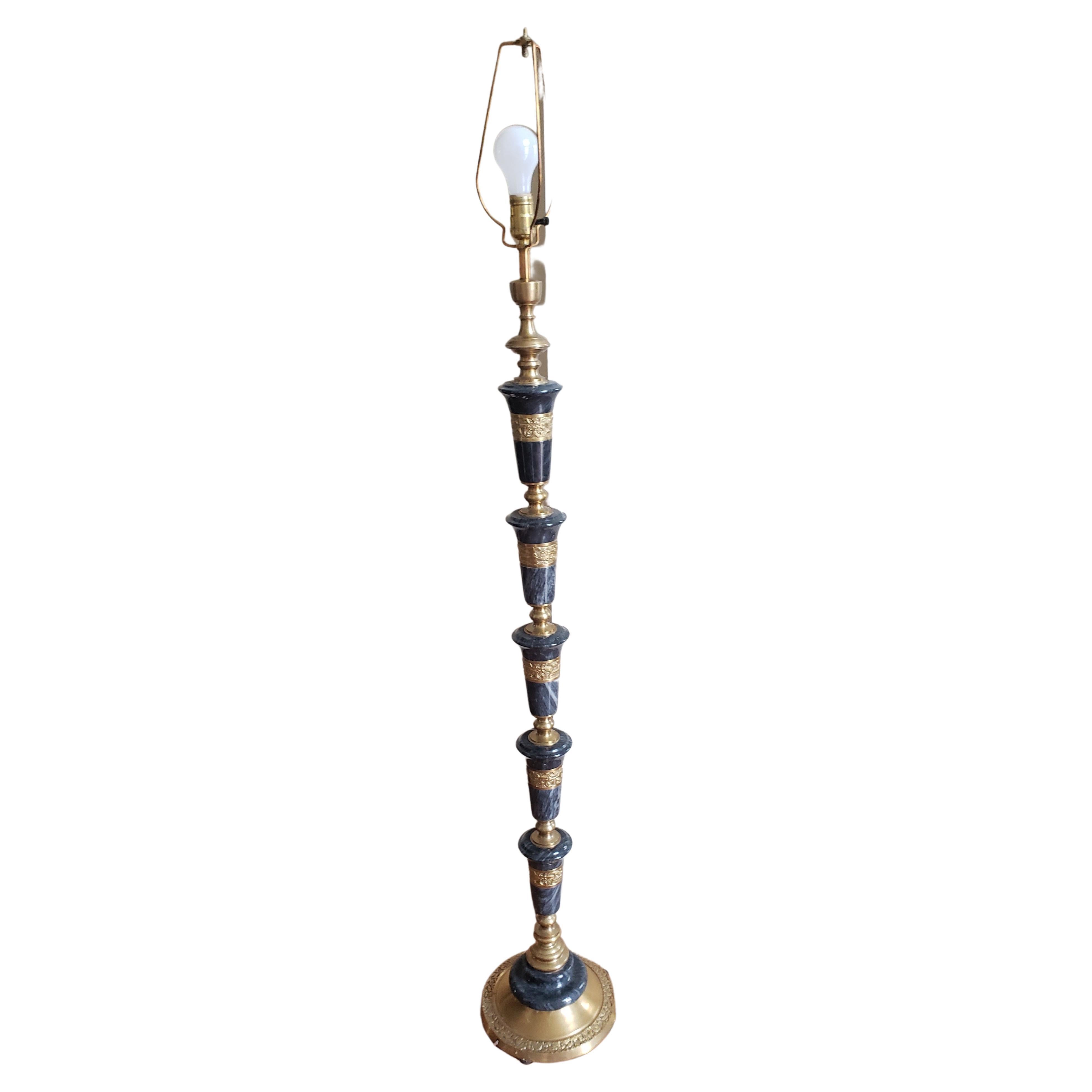 brass and marble floor lamp