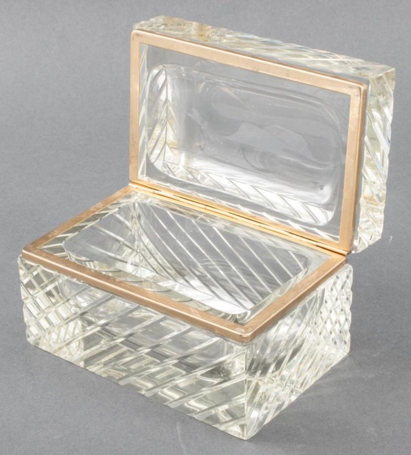 Mid-Century Modern Mid-C. Modern Gilt Metal Cut Crystal Hinged Casket For Sale