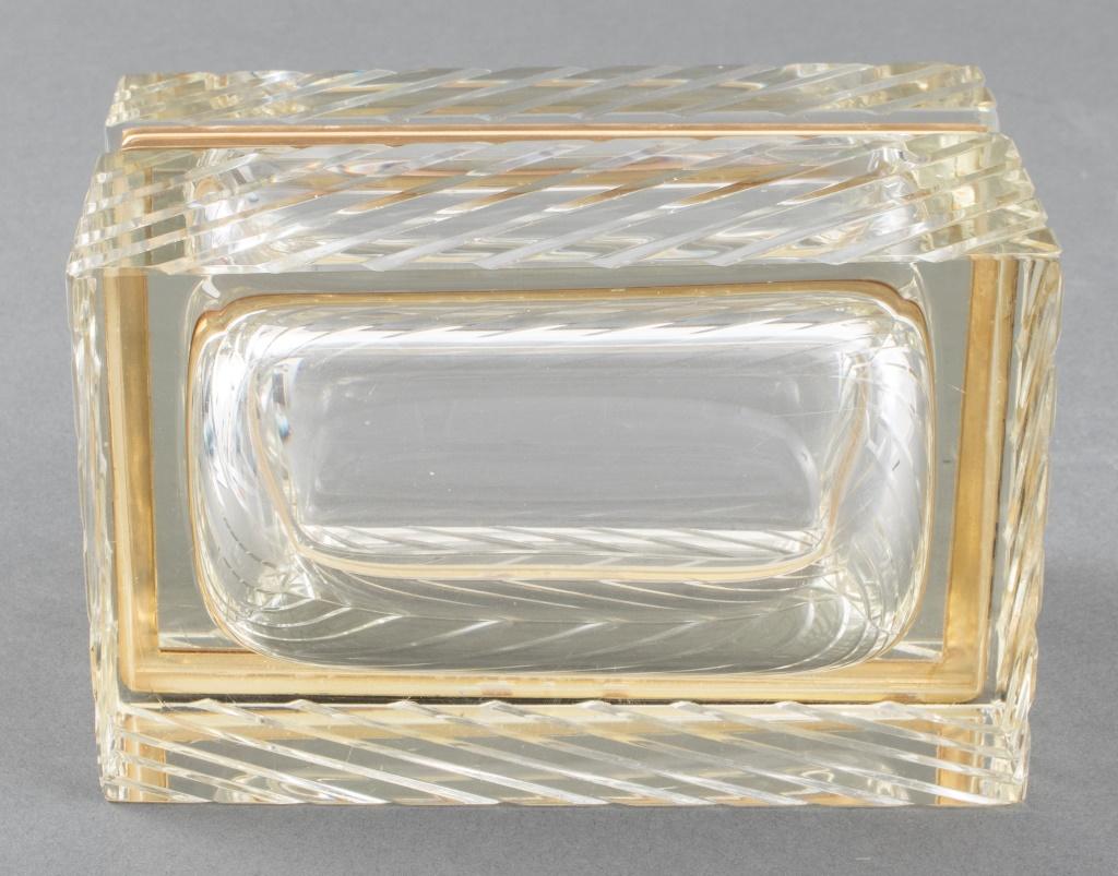 Mid-C. Modern Gilt Metal Cut Crystal Hinged Casket For Sale 1