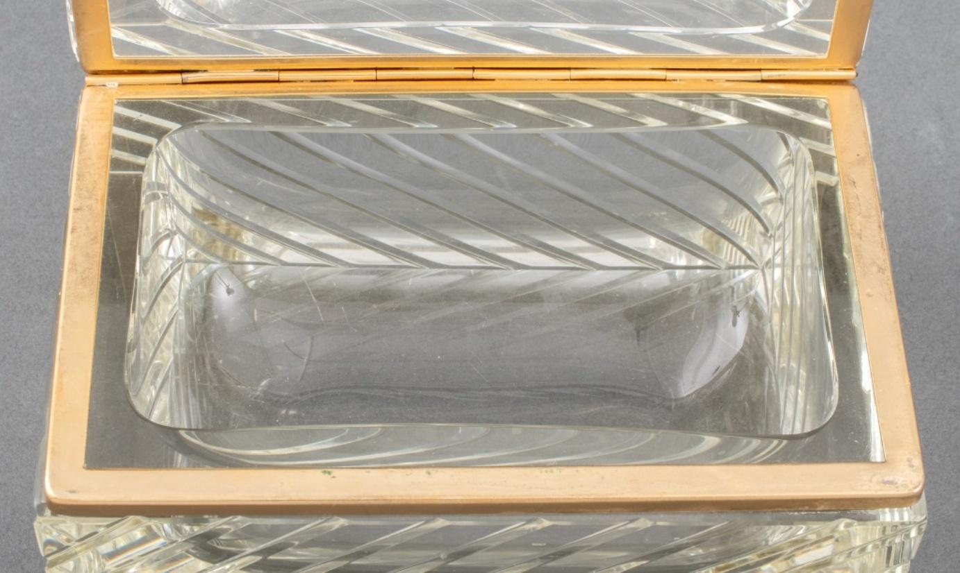 Mid-C. Modern Gilt Metal Cut Crystal Hinged Casket For Sale 3