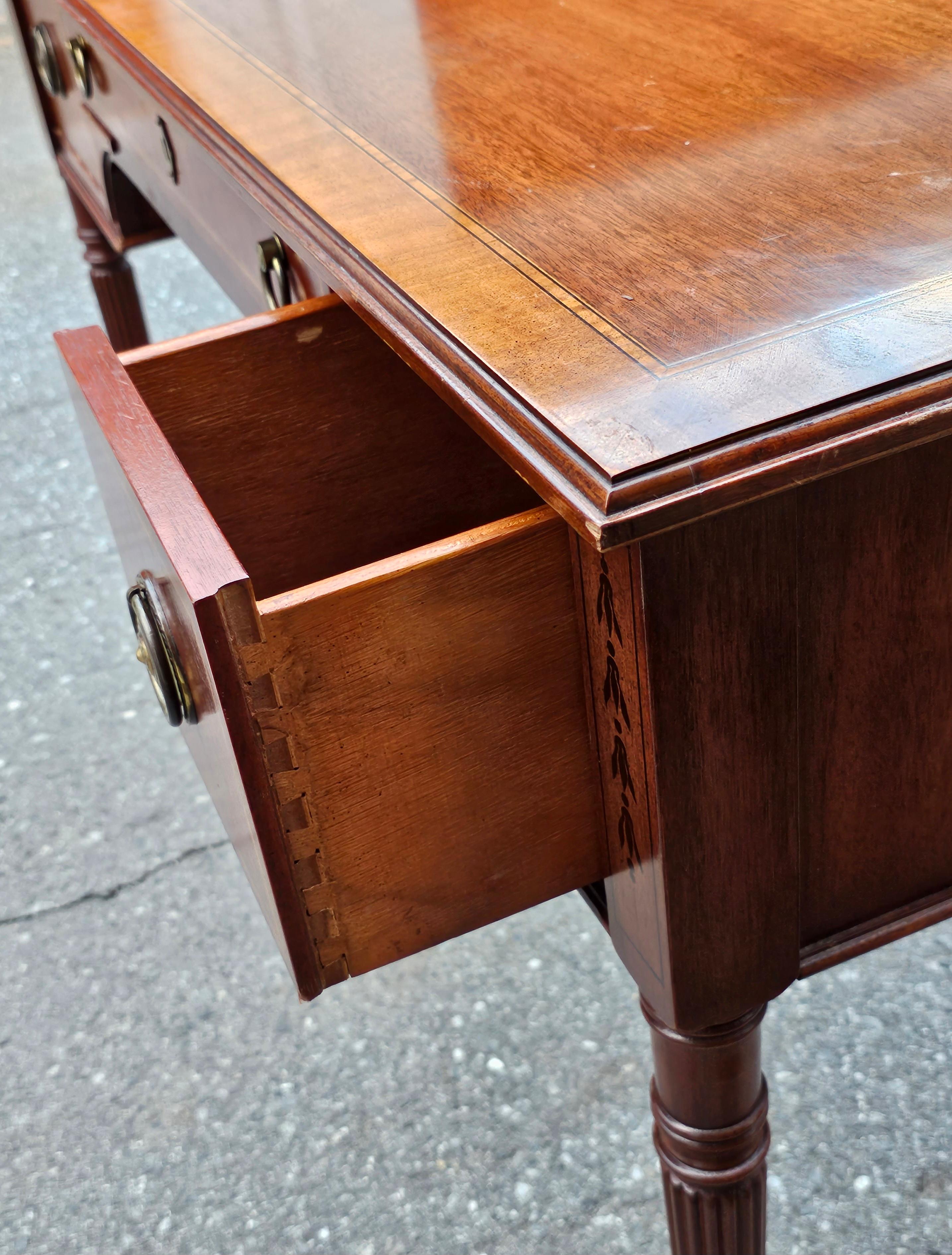 20th Century Mid-C. National Mount Airy Mahogany with Satinwood and Ebony Inlays Writing Desk For Sale