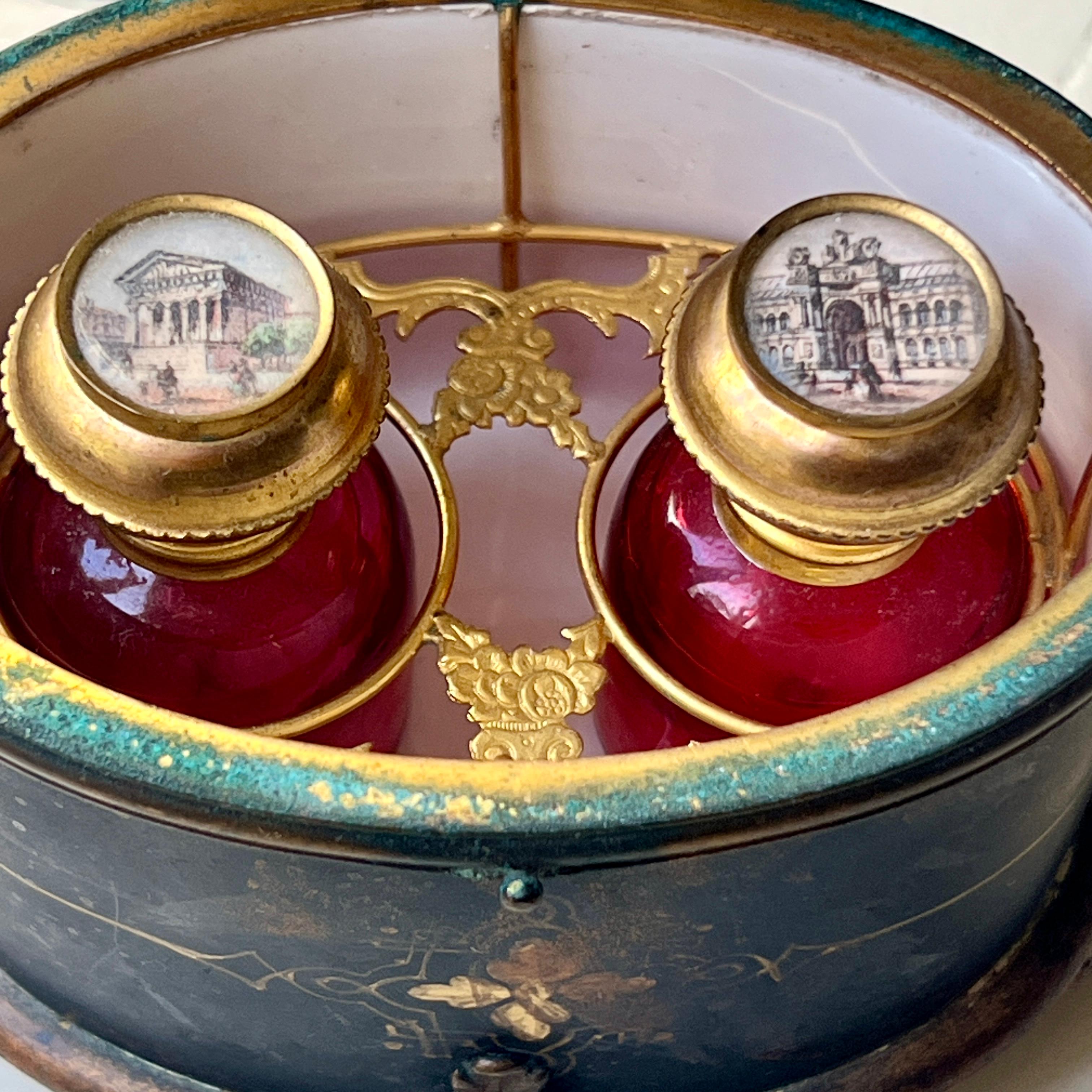 Brass Mid C19th French Grand Tour Perfume Caddy For Sale