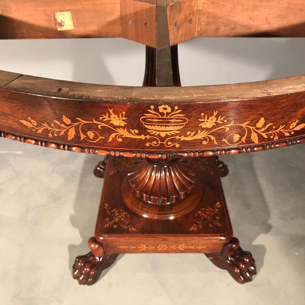 Mid-19th Century French Rosewood and Marquetry Gueridon Table with Marble Top In Good Condition In Uppingham, Rutland