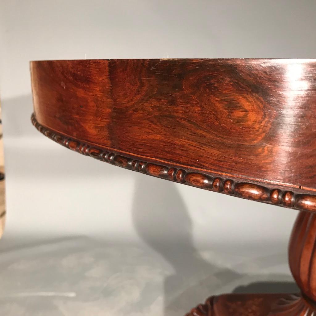 Mid-19th Century French Rosewood and Marquetry Gueridon Table with Marble Top 1