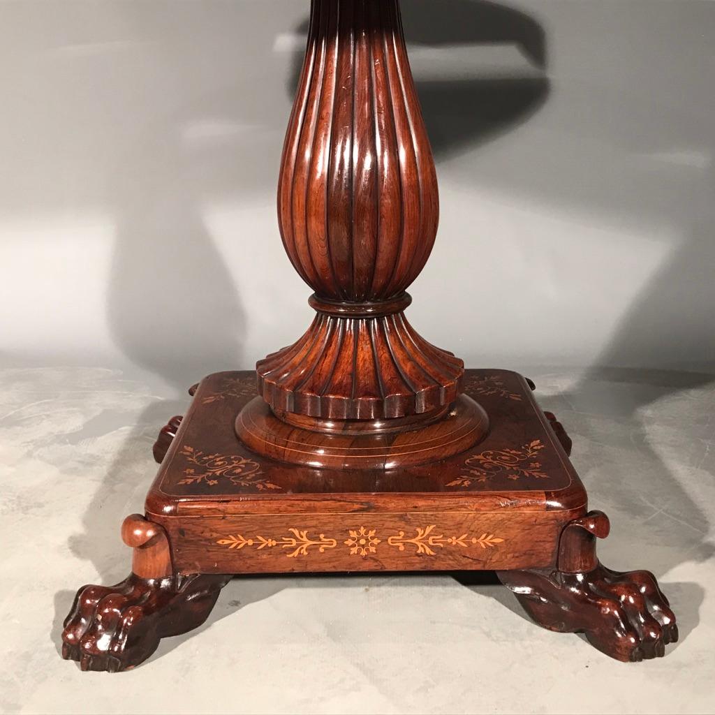 Mid-19th Century French Rosewood and Marquetry Gueridon Table with Marble Top 2