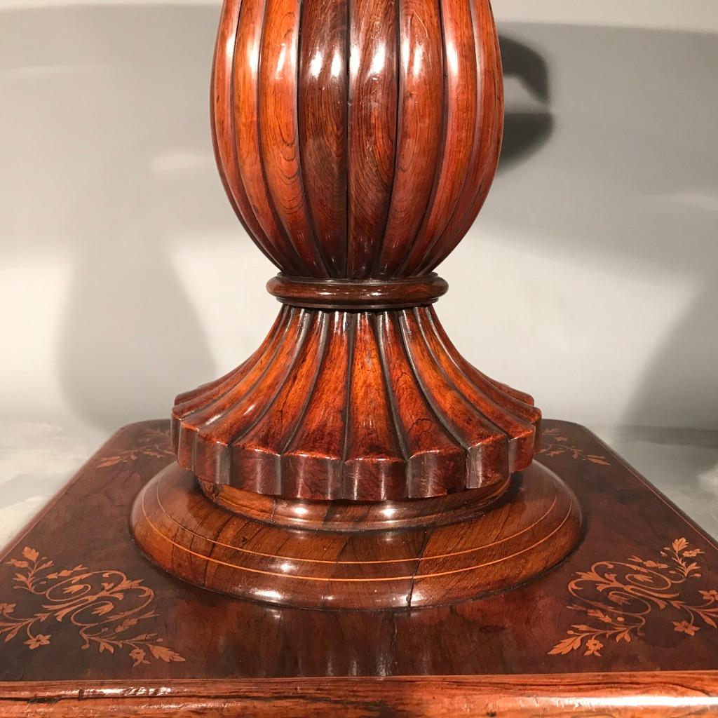 Mid-19th Century French Rosewood and Marquetry Gueridon Table with Marble Top 3