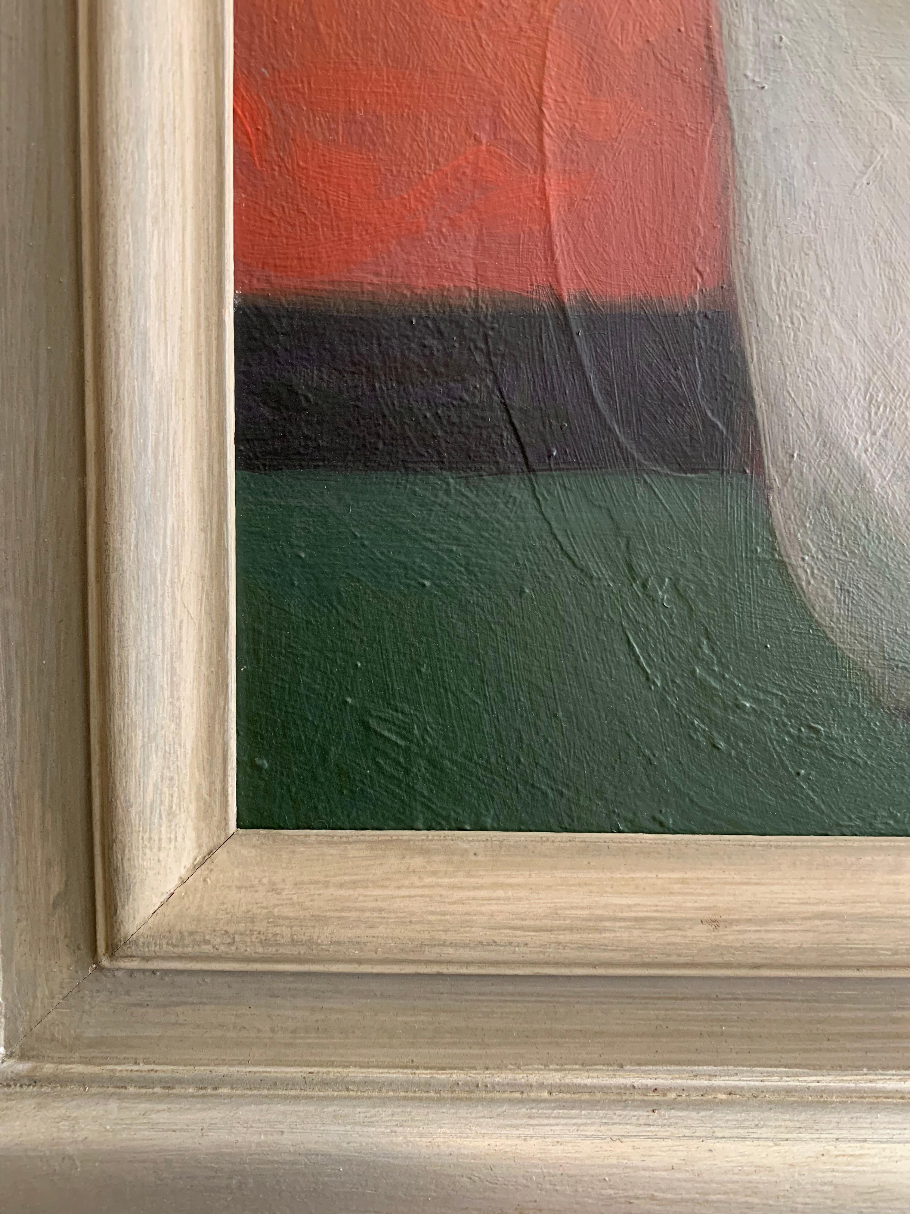 Peinture à l'huile suédoise du milieu du 20e siècle représentant une fleur dans un pot en céramique en vente 3