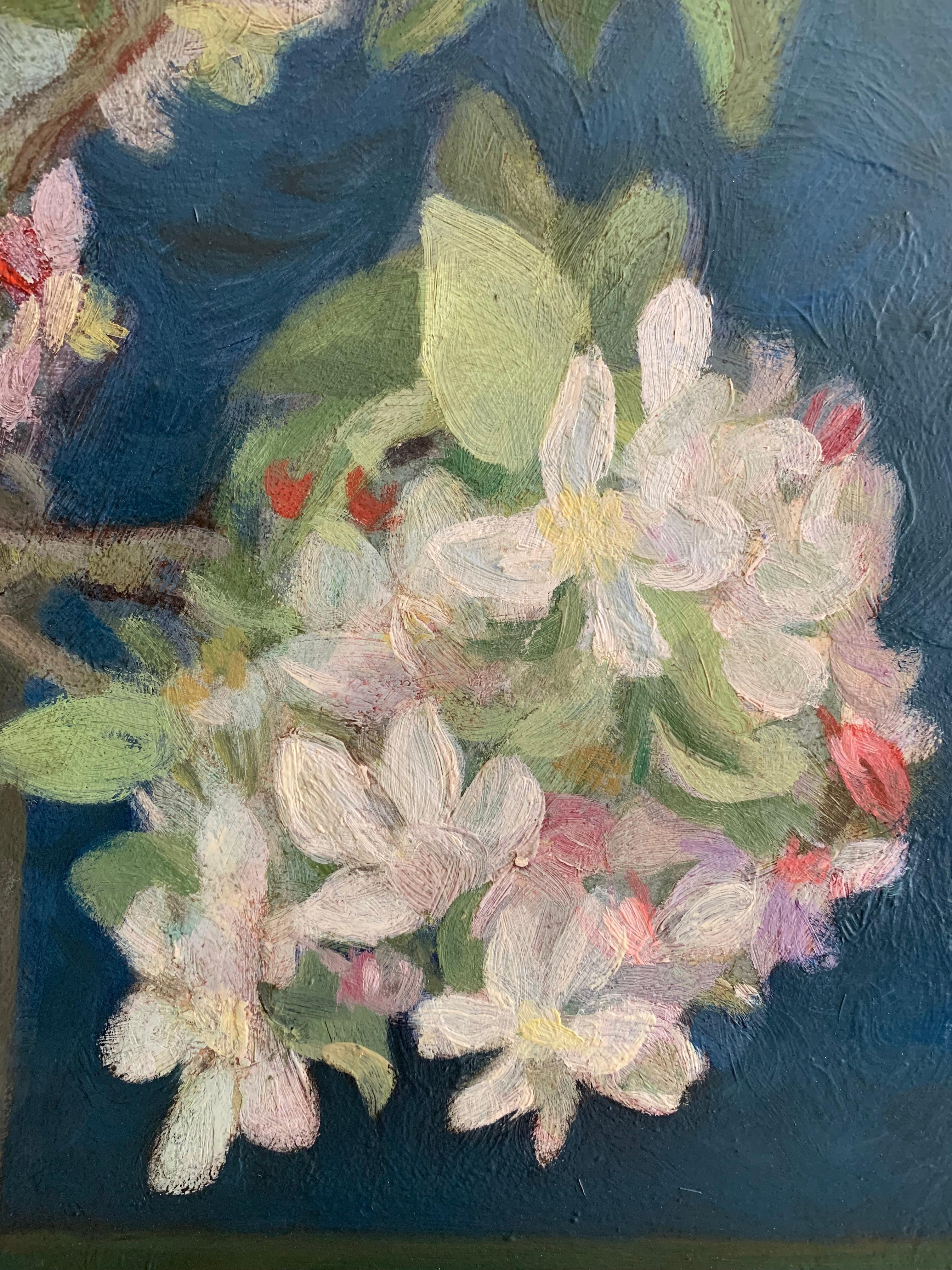 20ième siècle Peinture à l'huile suédoise du milieu du 20e siècle représentant une fleur dans un pot en céramique en vente