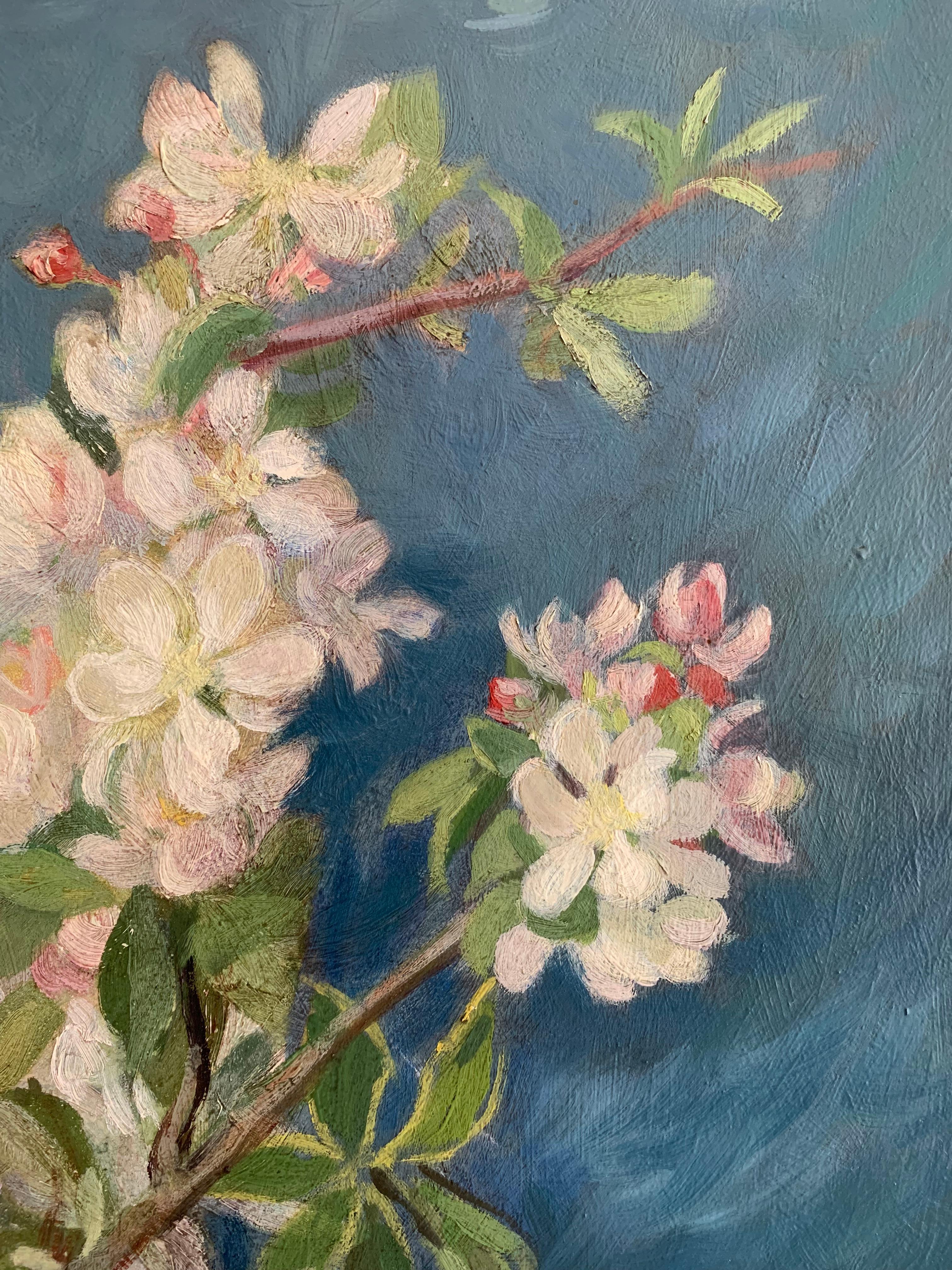 Autre Peinture à l'huile suédoise du milieu du 20e siècle représentant une fleur dans un pot en céramique en vente