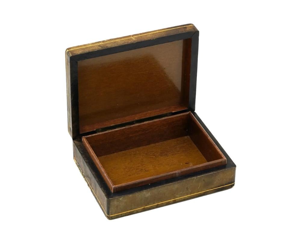 Caja de cuero de mosaico de Pietra DURA de pez italiano Mid Cen Italiano