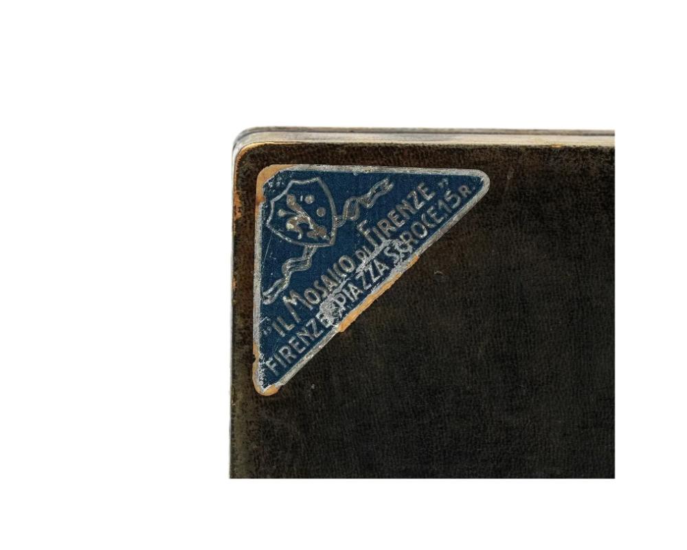 Caja de cuero de mosaico de Pietra DURA de pez italiano Mid Cen 1