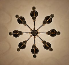 Mid Cenrury Crystal and Gilt Bronze Chandelier by Gaetano Sciolari, Italy 1960s