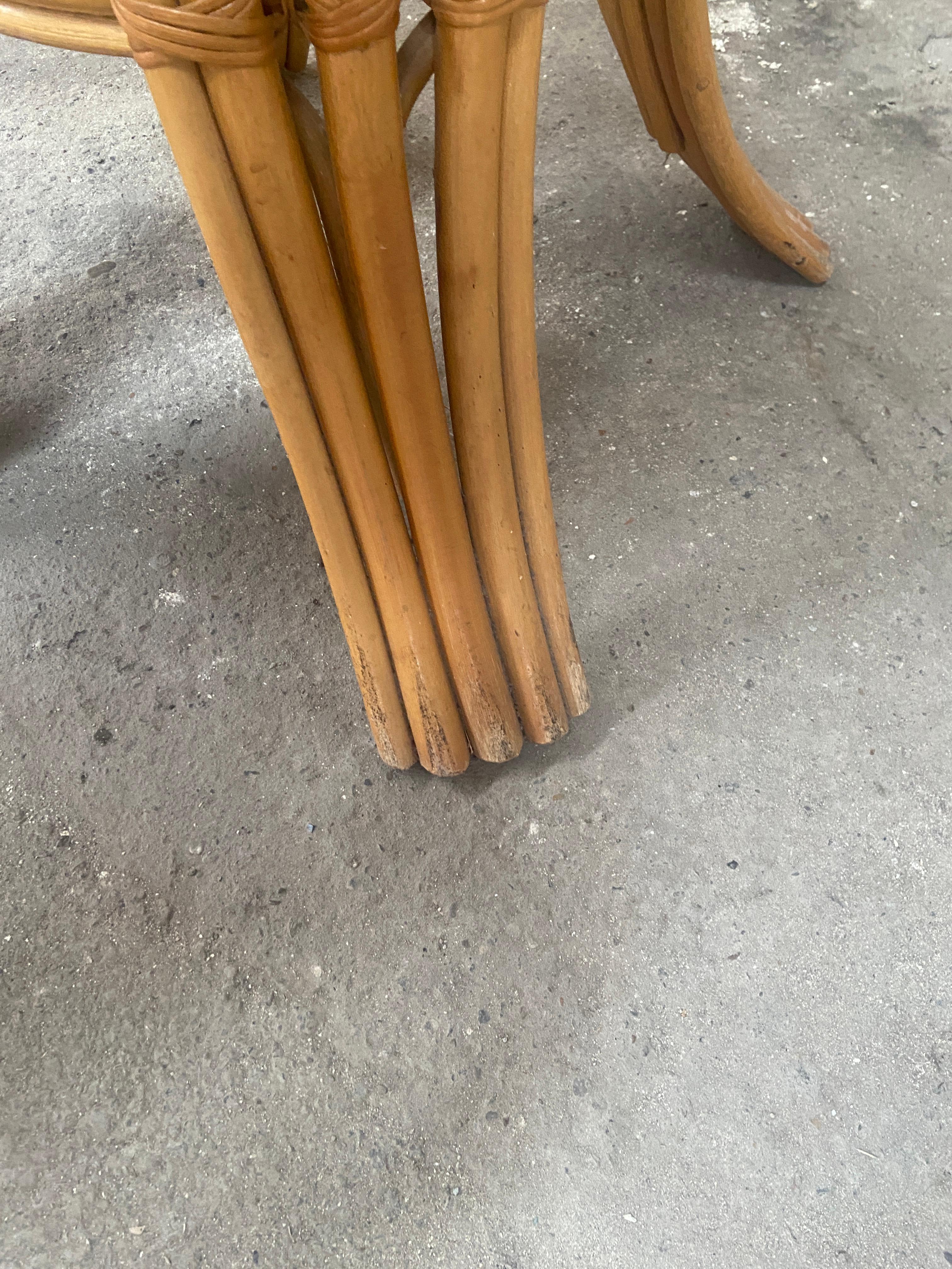 Mid-Cenruty Modern Italian Bamboo Table with Smoked Glass Top, 1970s For Sale 12