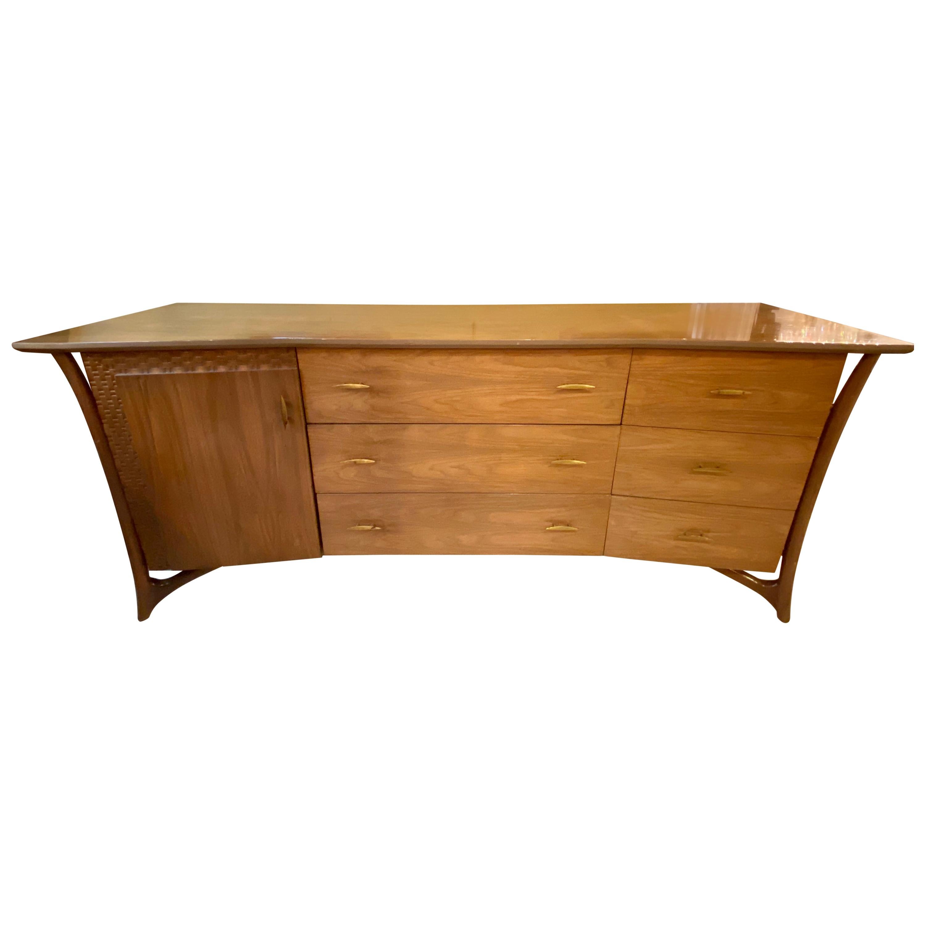 Mid-Century Modern Piet Hein American Modern Walnut Dresser, Inverted Front