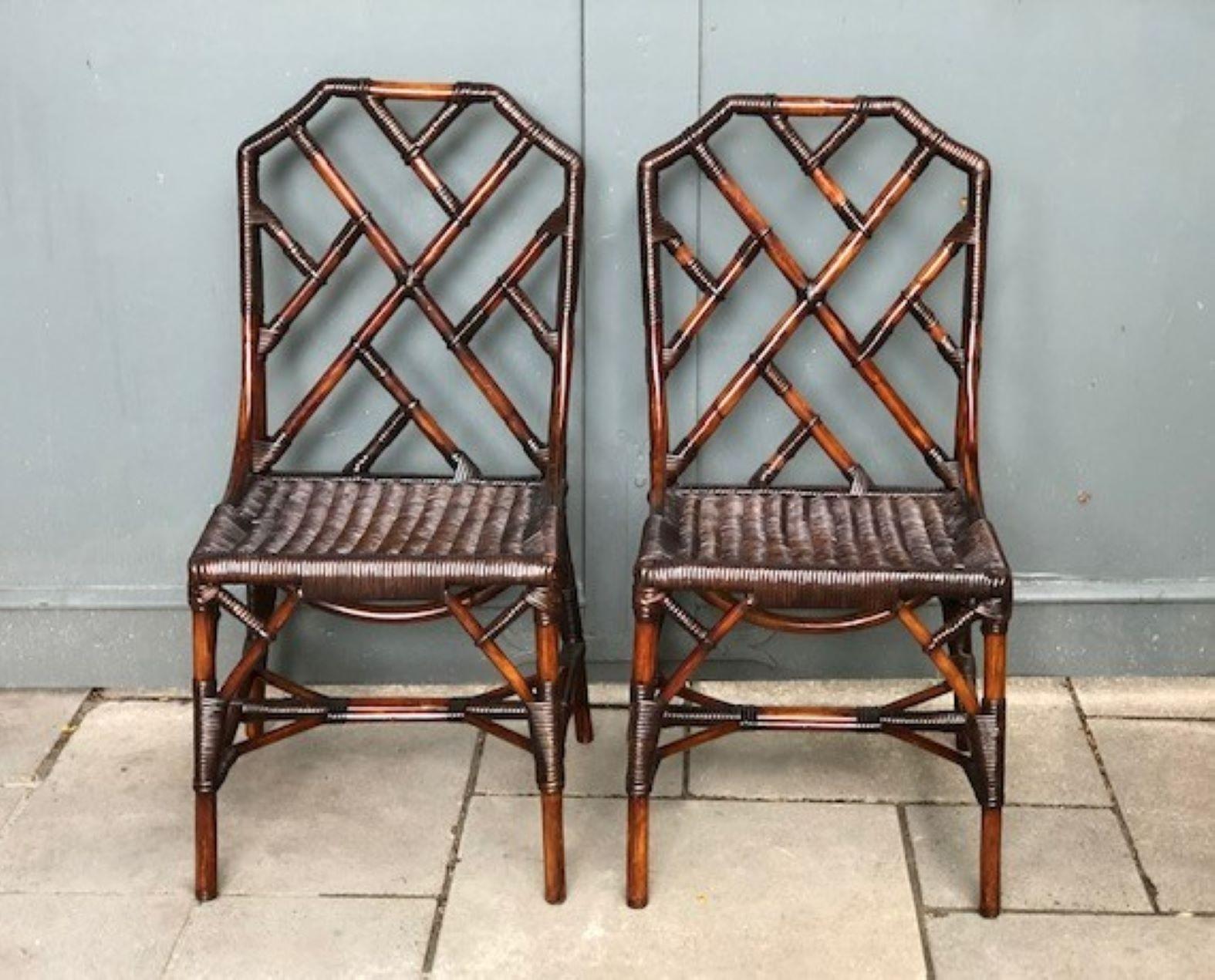 MCM Rattan / Cane Dining Table & 6 x Chippendale Style Chairs, Angraves 1970s For Sale 2