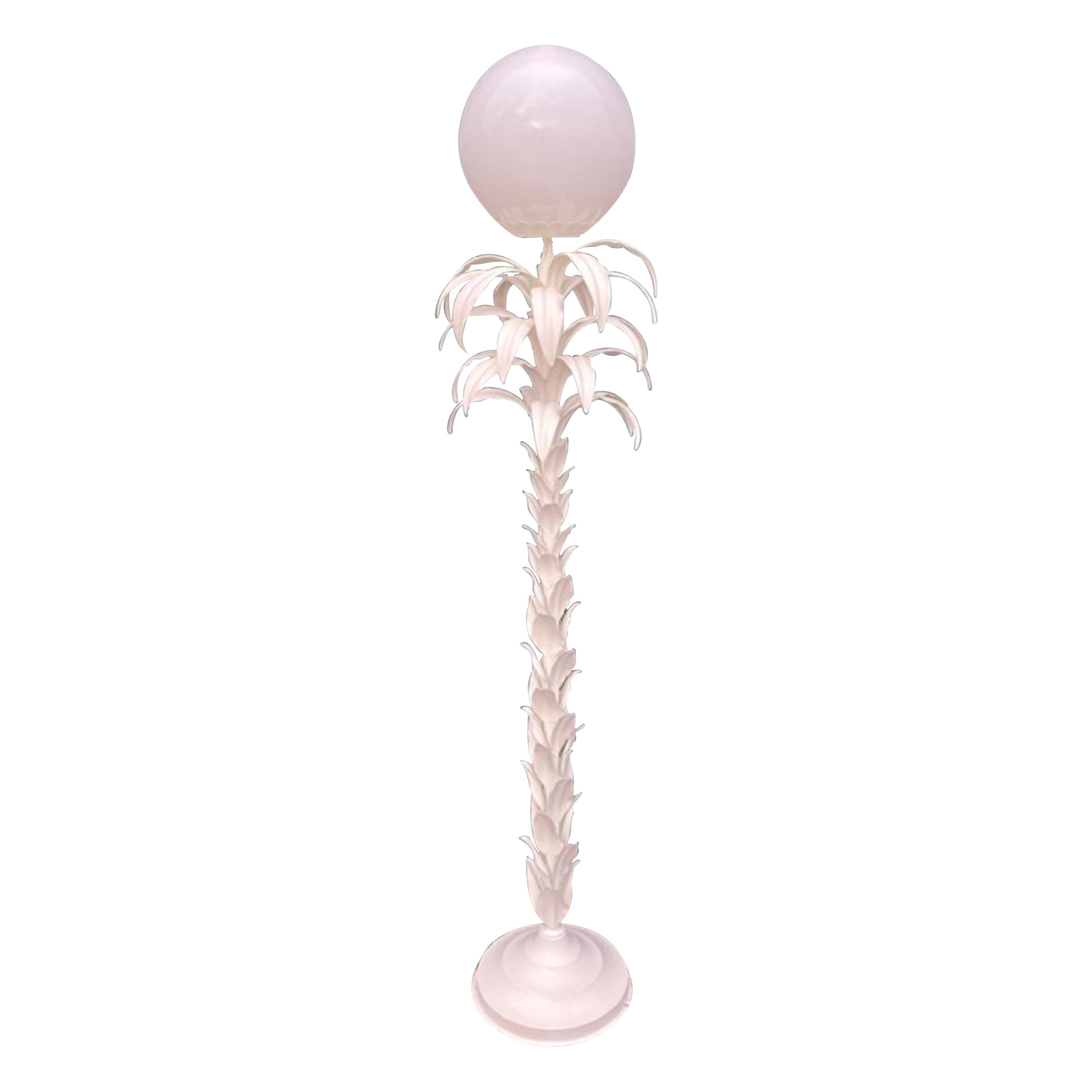 Stehlampe aus weißem Palmenbaumholz aus der Mitte des Jahrhunderts in der Art von Sergio Terzani, Französisch 1970 im Angebot