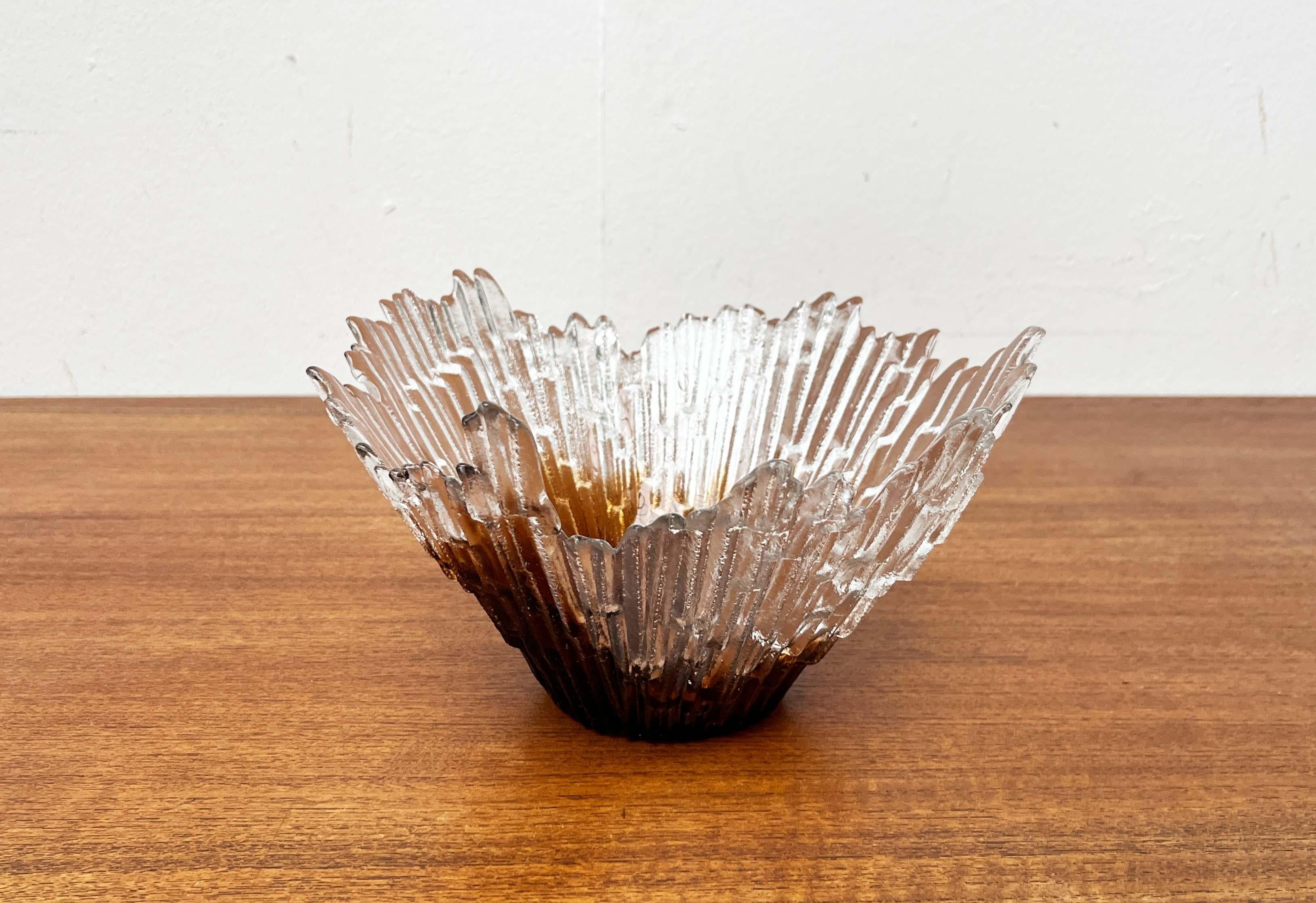 Mid-Center Modern Revontulet Series Glass Bowl by Tauno Wirkkala for Humppila, Finland, 1960s