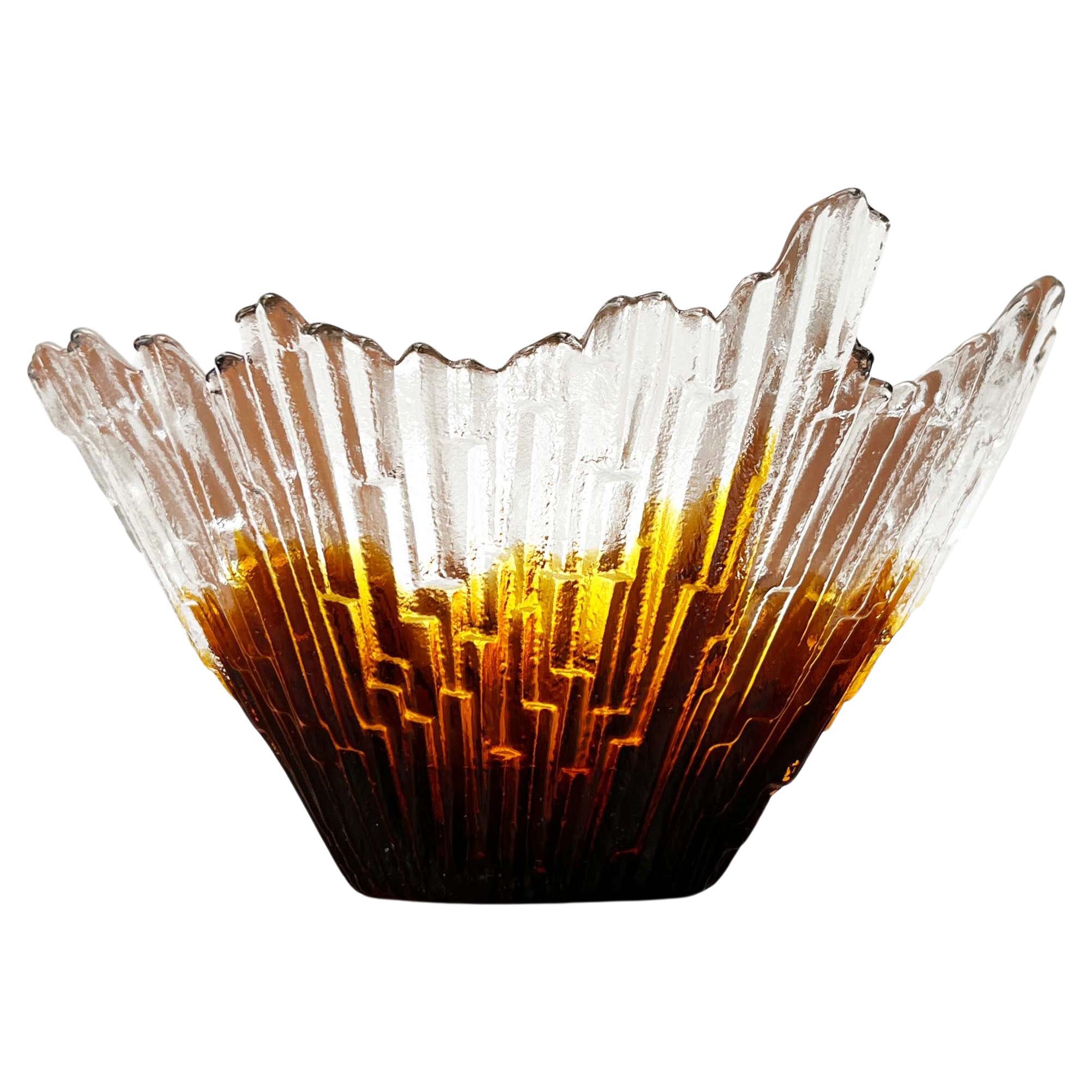 Mid-Center Modern Revontulet Glass Bowl by Tauno Wirkkala for Humppila Finland