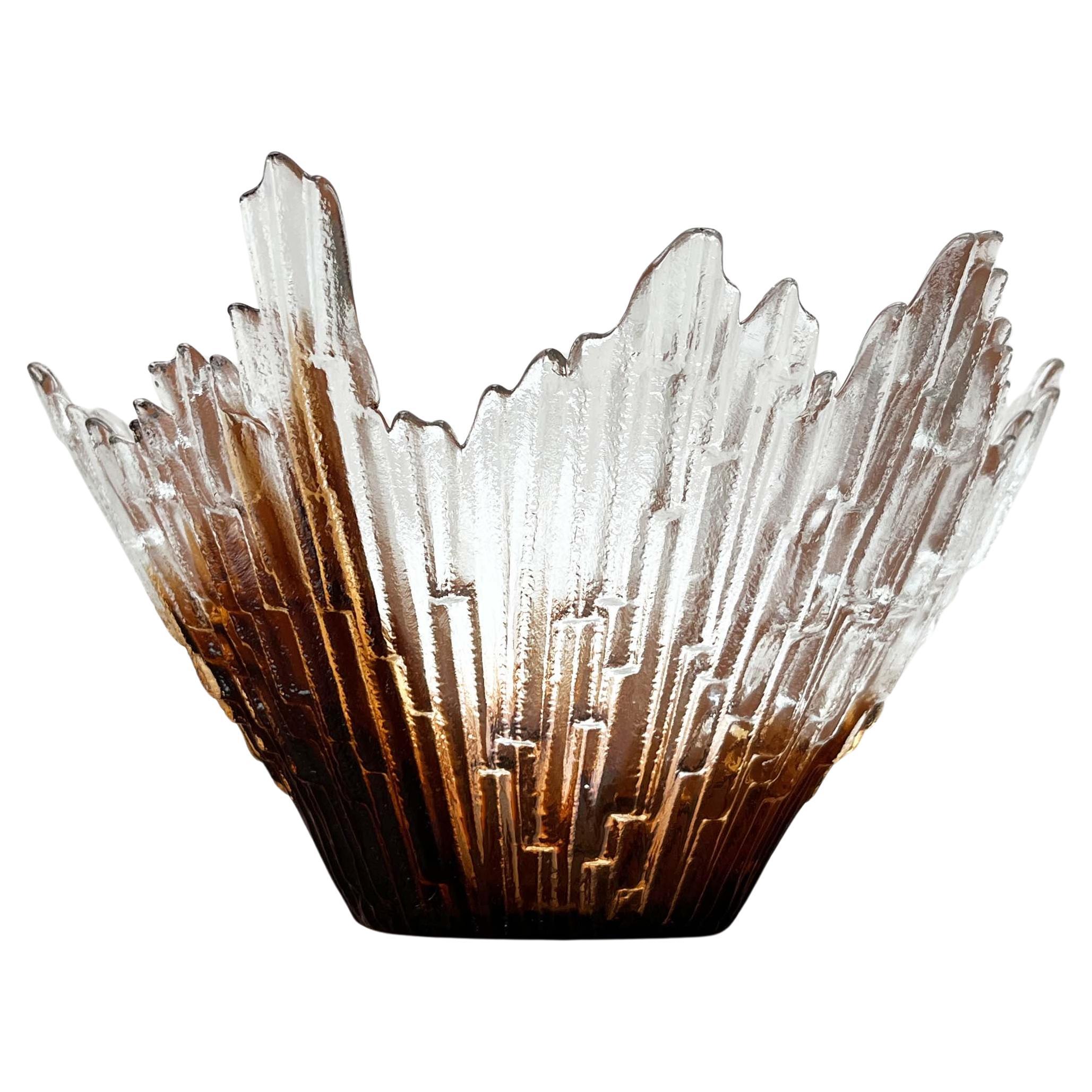 Mid-Center Modern Revontulet Glass Bowl by Tauno Wirkkala for Humppila Finland For Sale