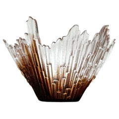 Mid-Center Modern Revontulet Glass Bowl by Tauno Wirkkala for Humppila Finland