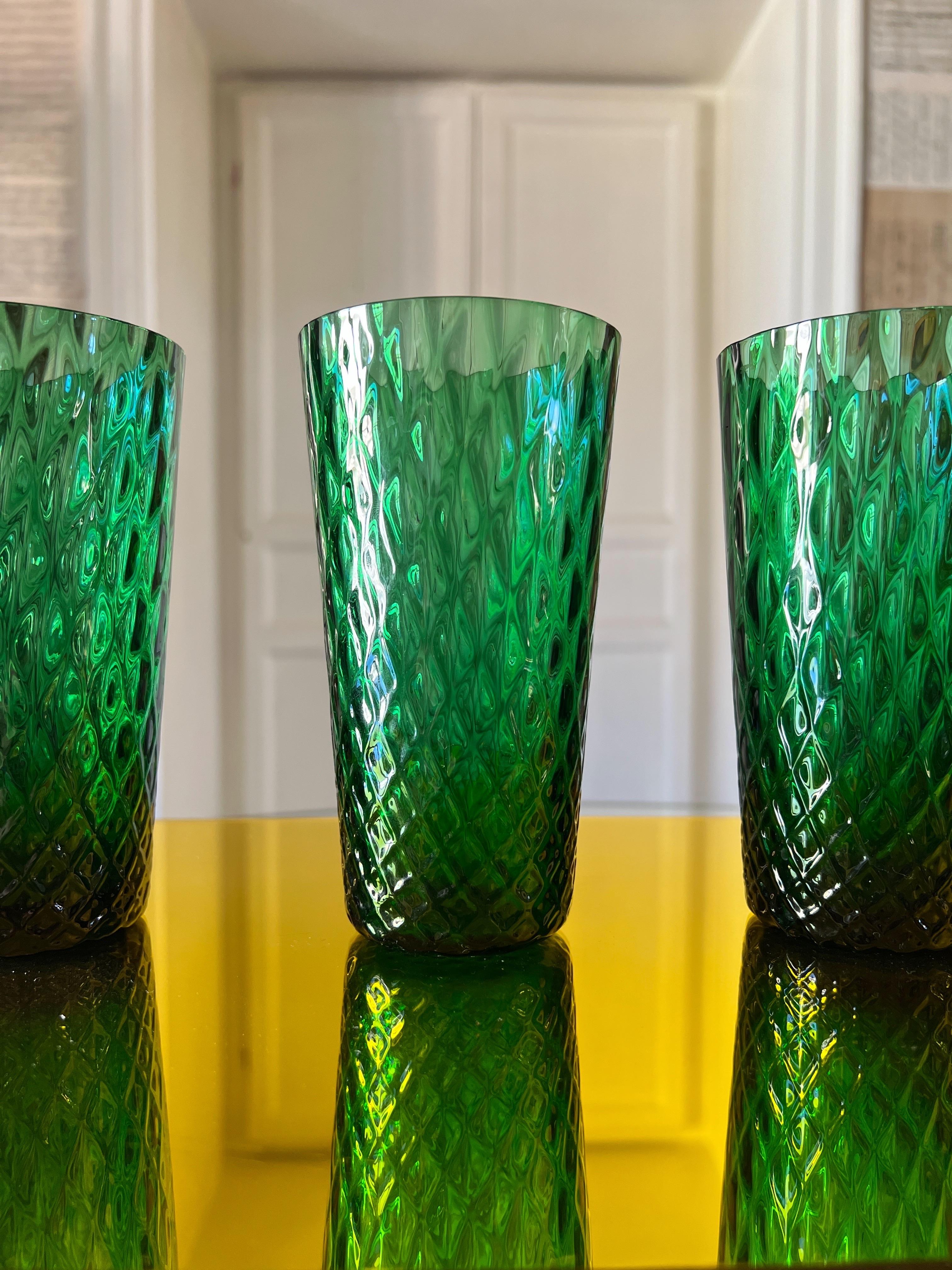 Discover the timeless elegance of these vintage glasses, attributed to design legend Carlo Scarpa, 1970. These exquisite pieces was part of the Vertical Collection, as documented in the book 