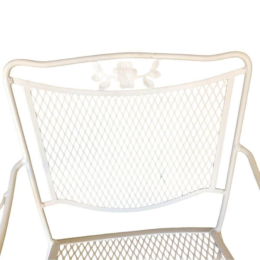 Mid-century Scrolling Wrought Iron Patio Table and Chairs Set by Woodard For Sale 7