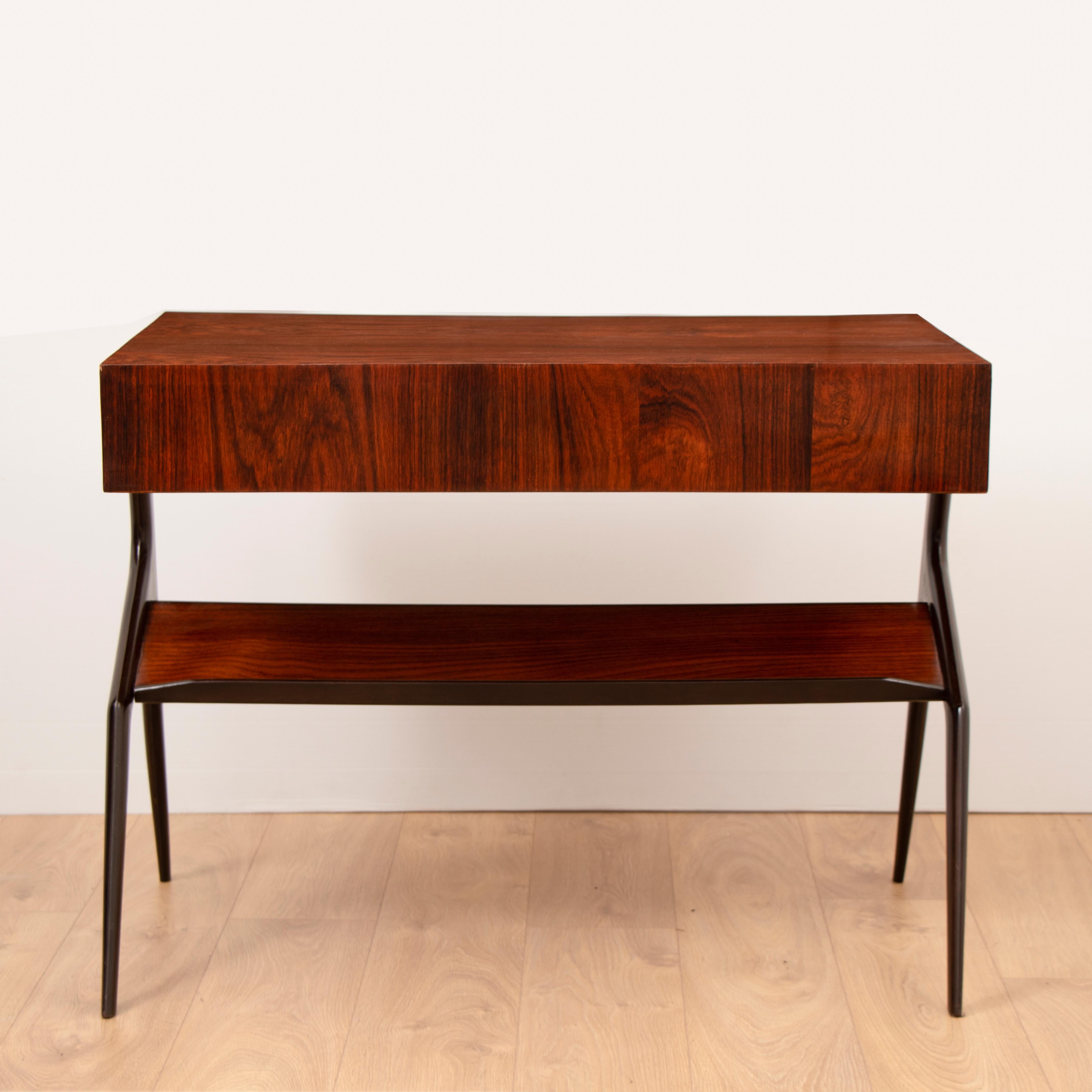 Midcentury 1950s Italian Ico Parisi Style Rosewood and Beech Writing Desk In Good Condition In London, GB