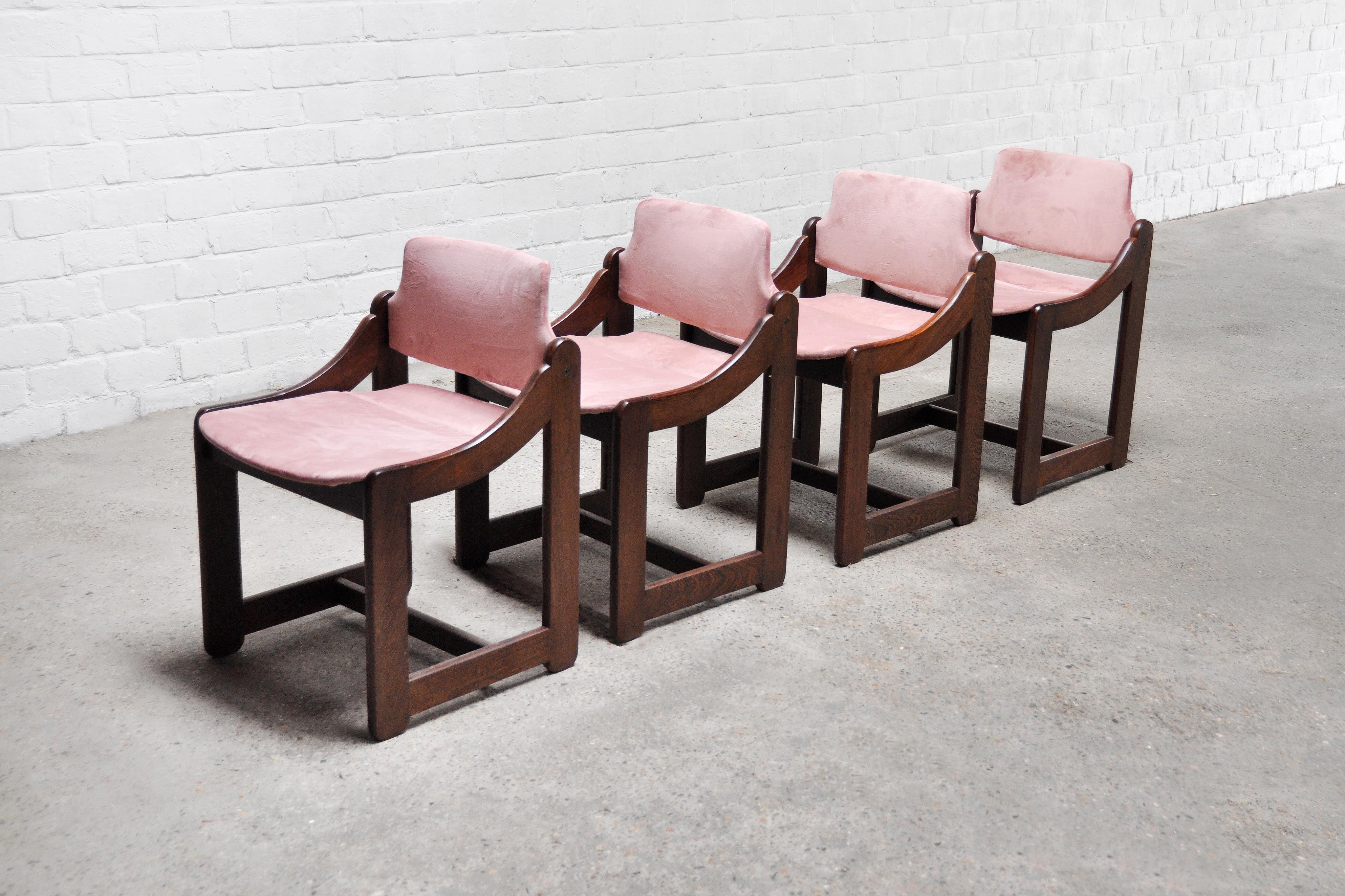Mid-Century Modern Mid-centrury italian velvet dining chairs, set of 4, 1960's