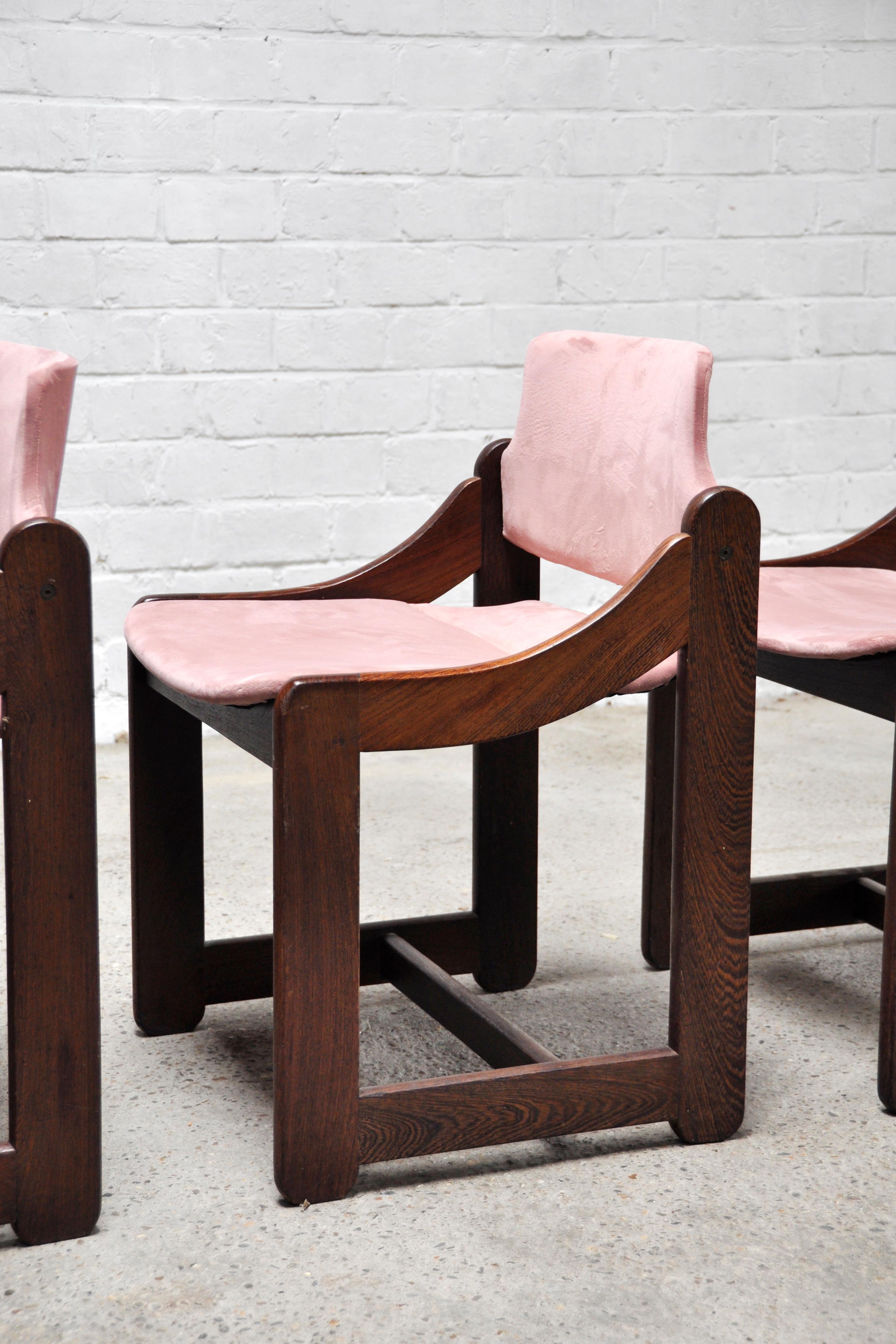 Italian Mid-centrury italian velvet dining chairs, set of 4, 1960's