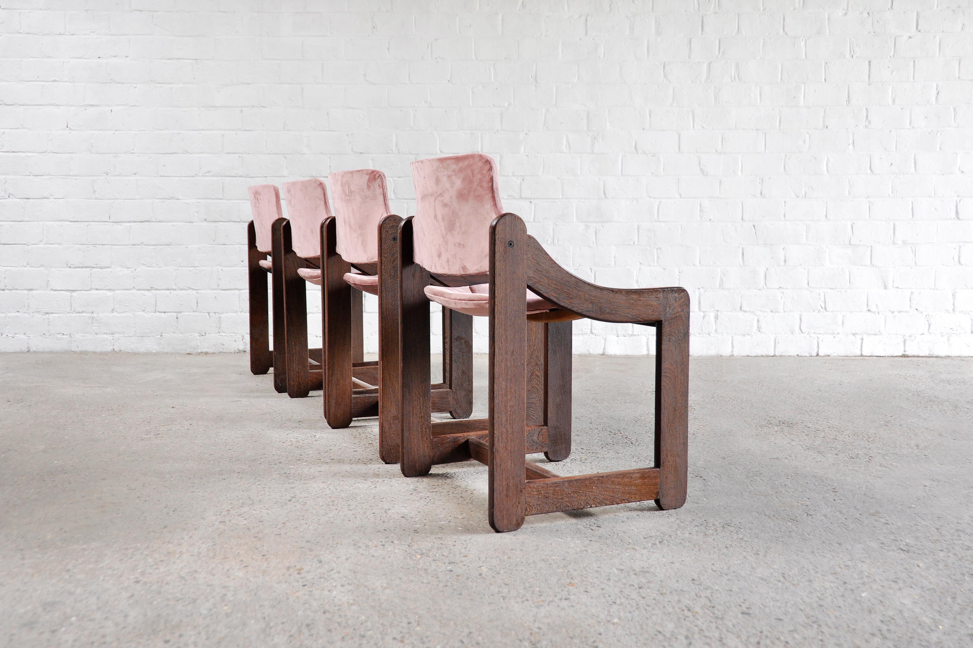 Mid-20th Century Mid-centrury italian velvet dining chairs, set of 4, 1960's