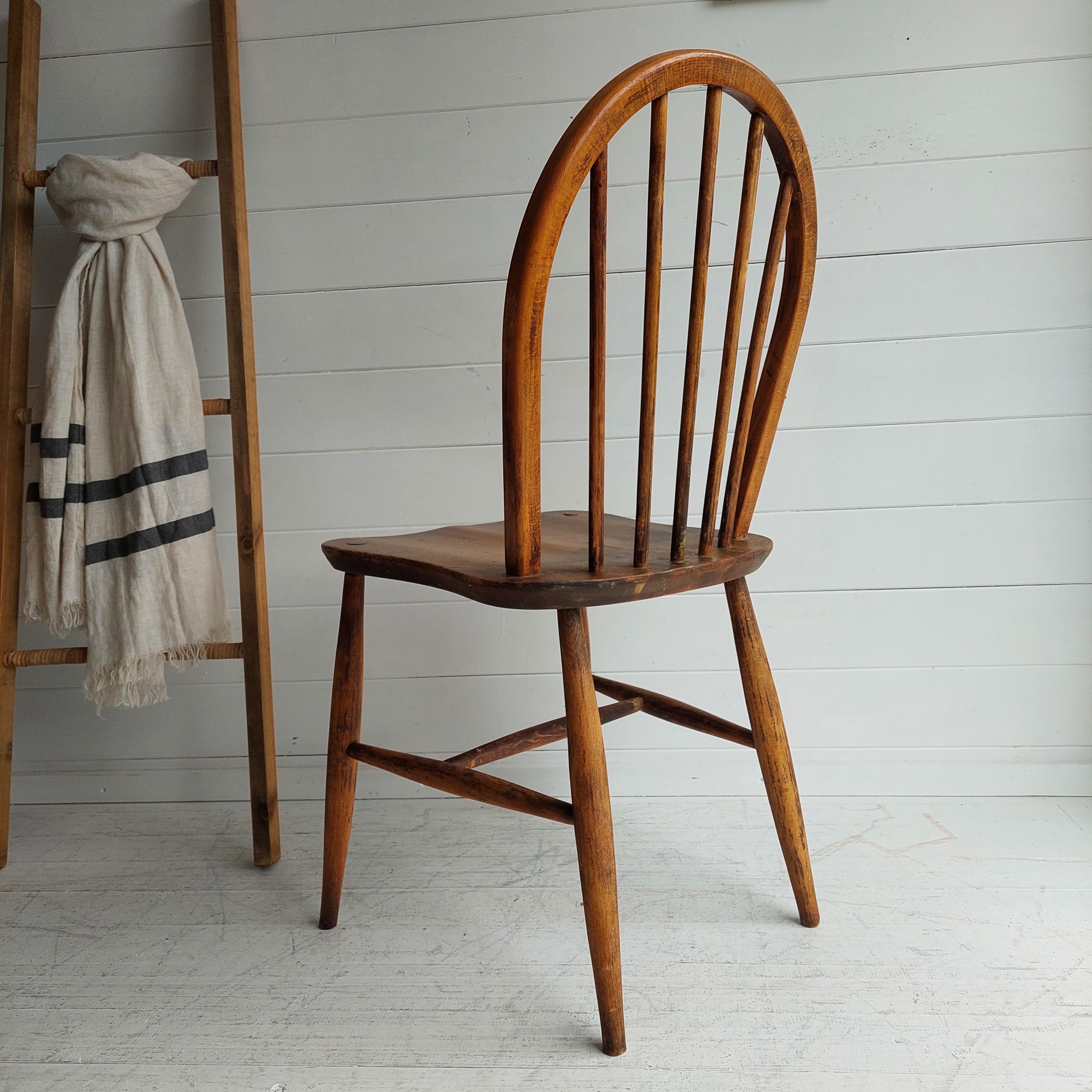 British Midcentury Ercol Windsor Kitchen Chair 'Model No. 4a or No. 100', 50s