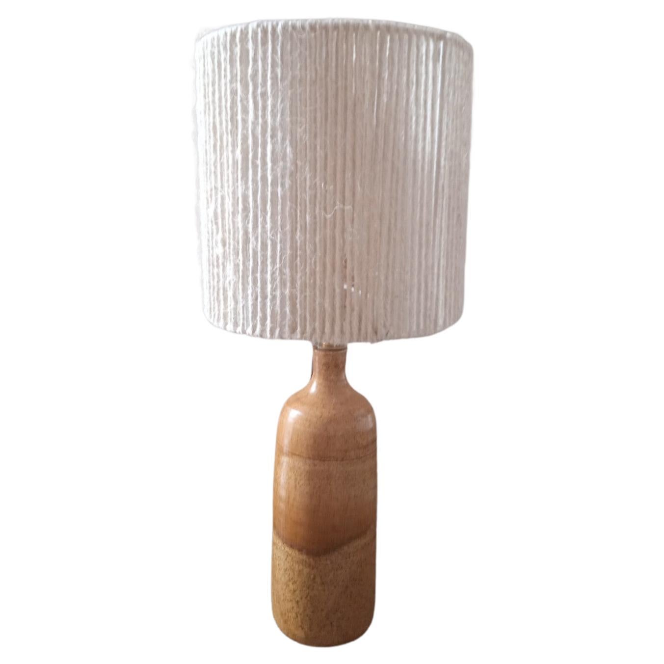 Mid-Centrury French Ceramic Table Lamp with Lampshade in Rope