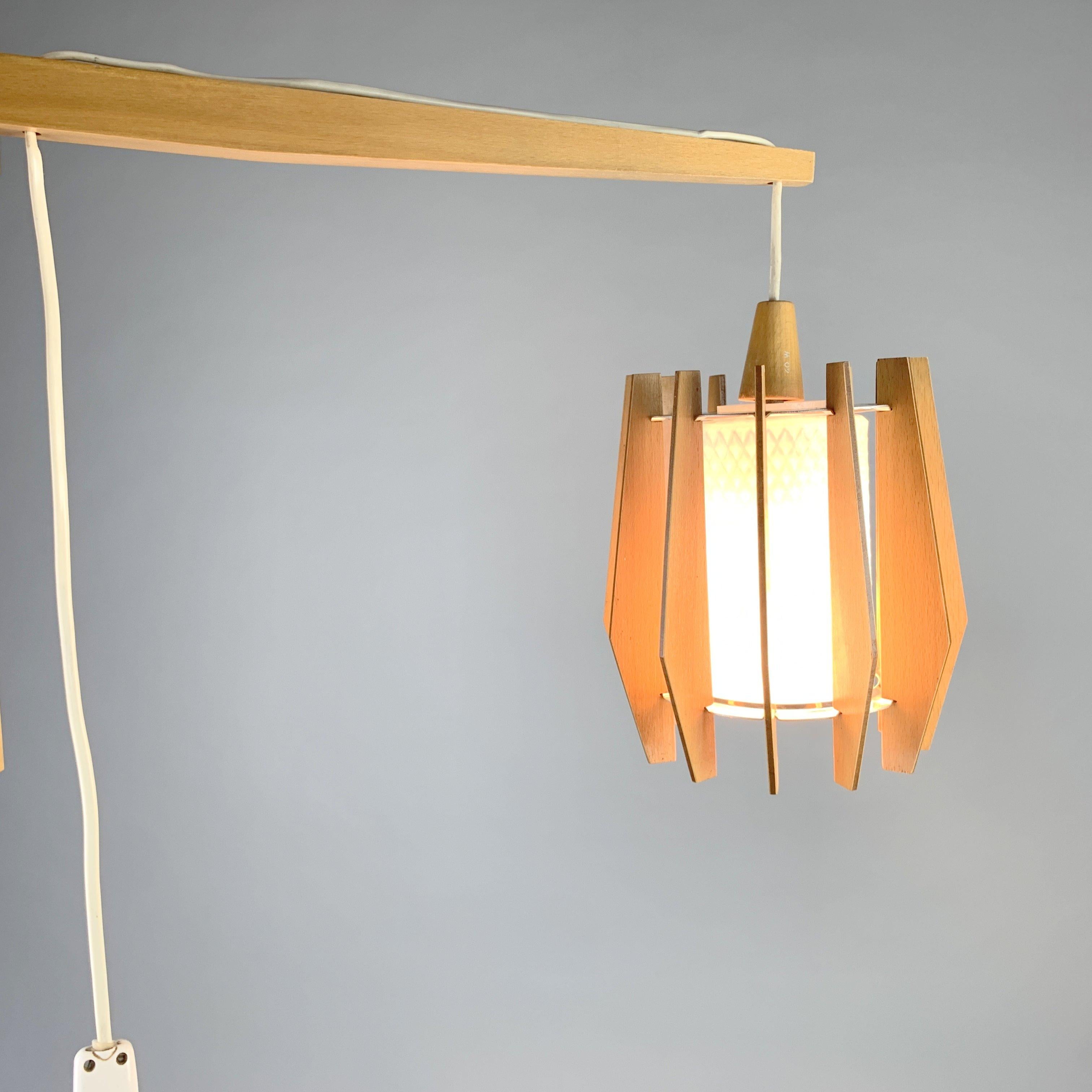 Vintage wooden lamp manufactured by Drevo Humpolec in former Czechoslovakia in 1960s. Very good original condition.