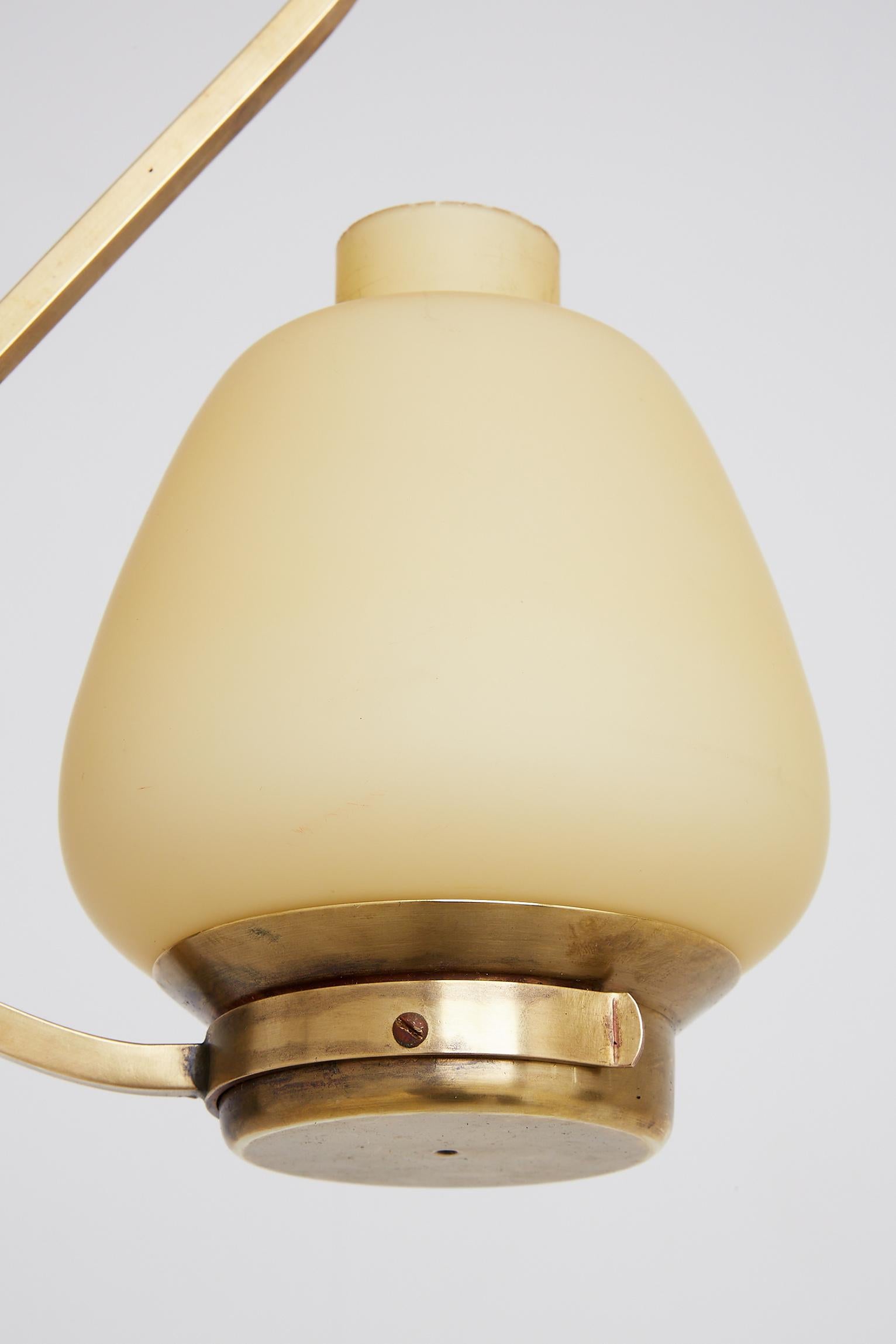 Midcentury Brass and Glass Ceiling Light In Good Condition In London, GB
