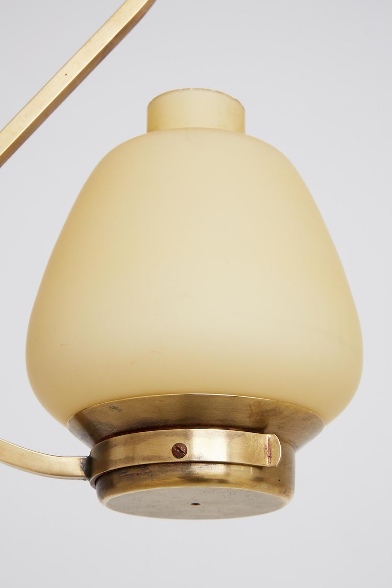 Midcentury Brass and Glass Ceiling Light In Good Condition For Sale In London, GB