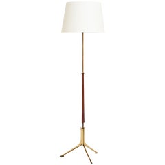 Mid-Centruy Brass and Walnut Floor Lamp