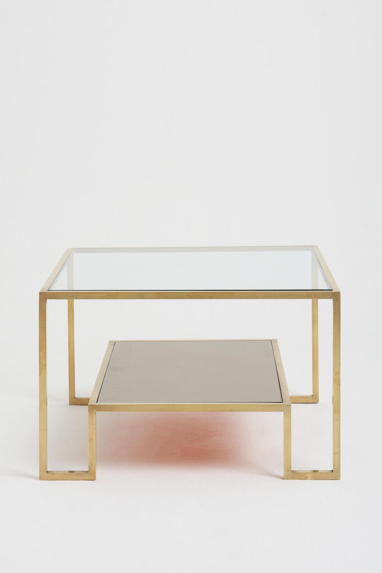 MidCentruy Brass Square Coffee Table For Sale at 1stDibs