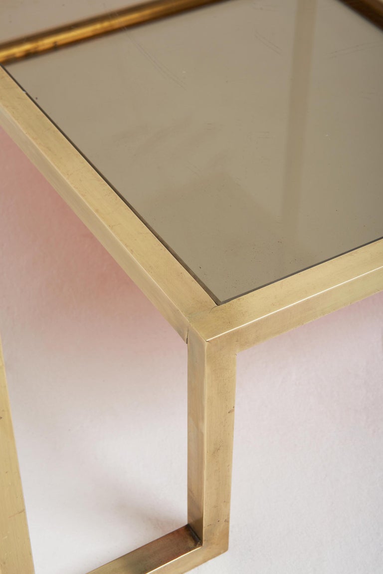 MidCentruy Brass Square Coffee Table For Sale at 1stDibs