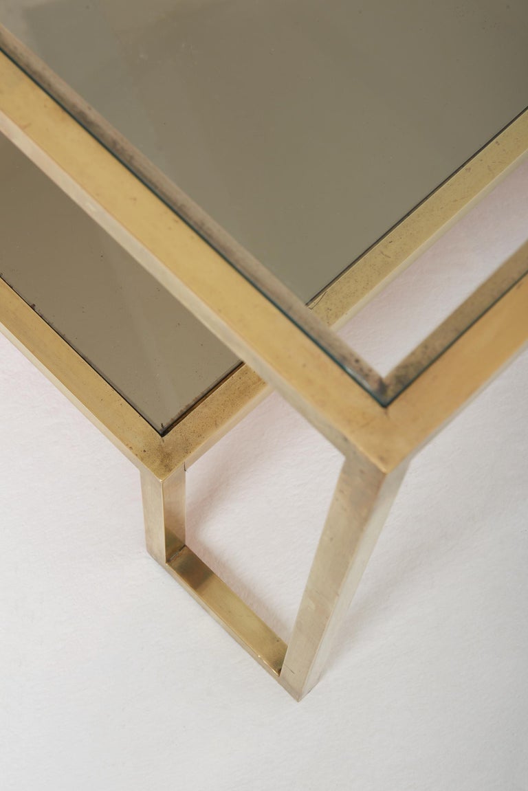 MidCentruy Brass Square Coffee Table For Sale at 1stDibs