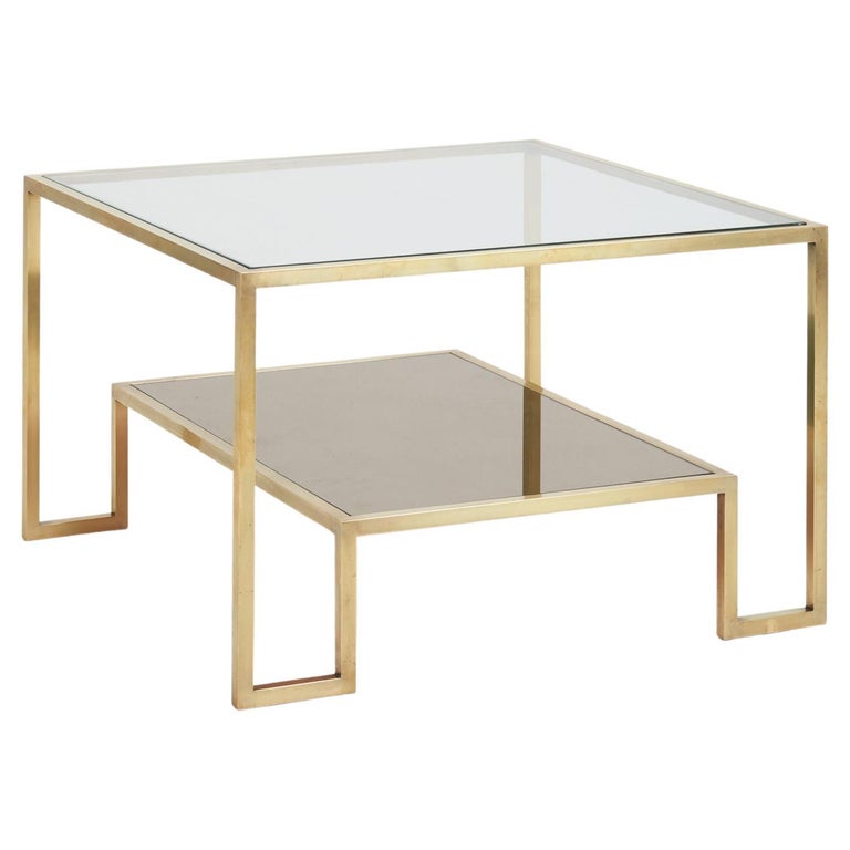 MidCentruy Brass Square Coffee Table For Sale at 1stDibs