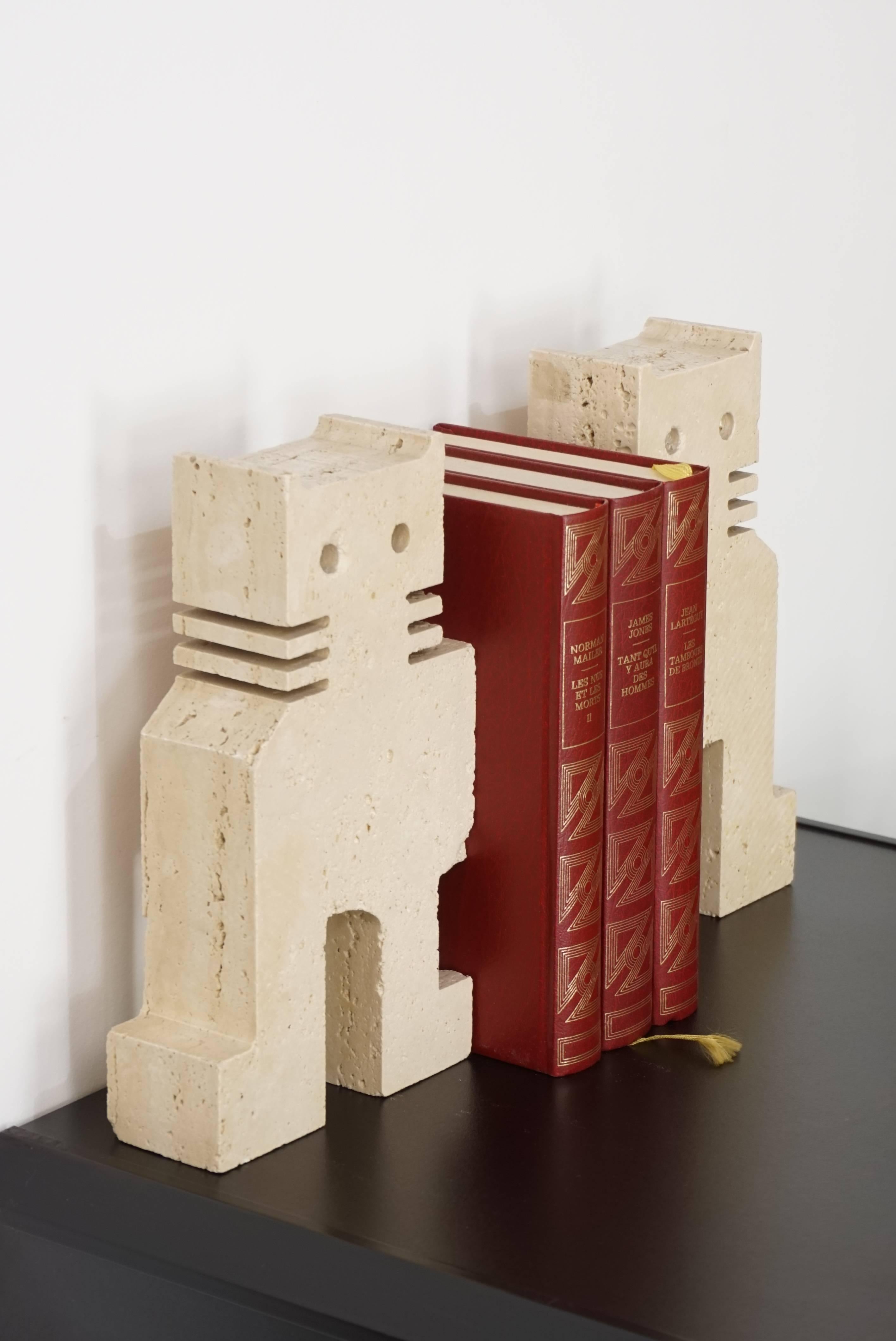 Mid Centruy Italian Pair Of Travertine Bookends By Fratelli Manelli at ...