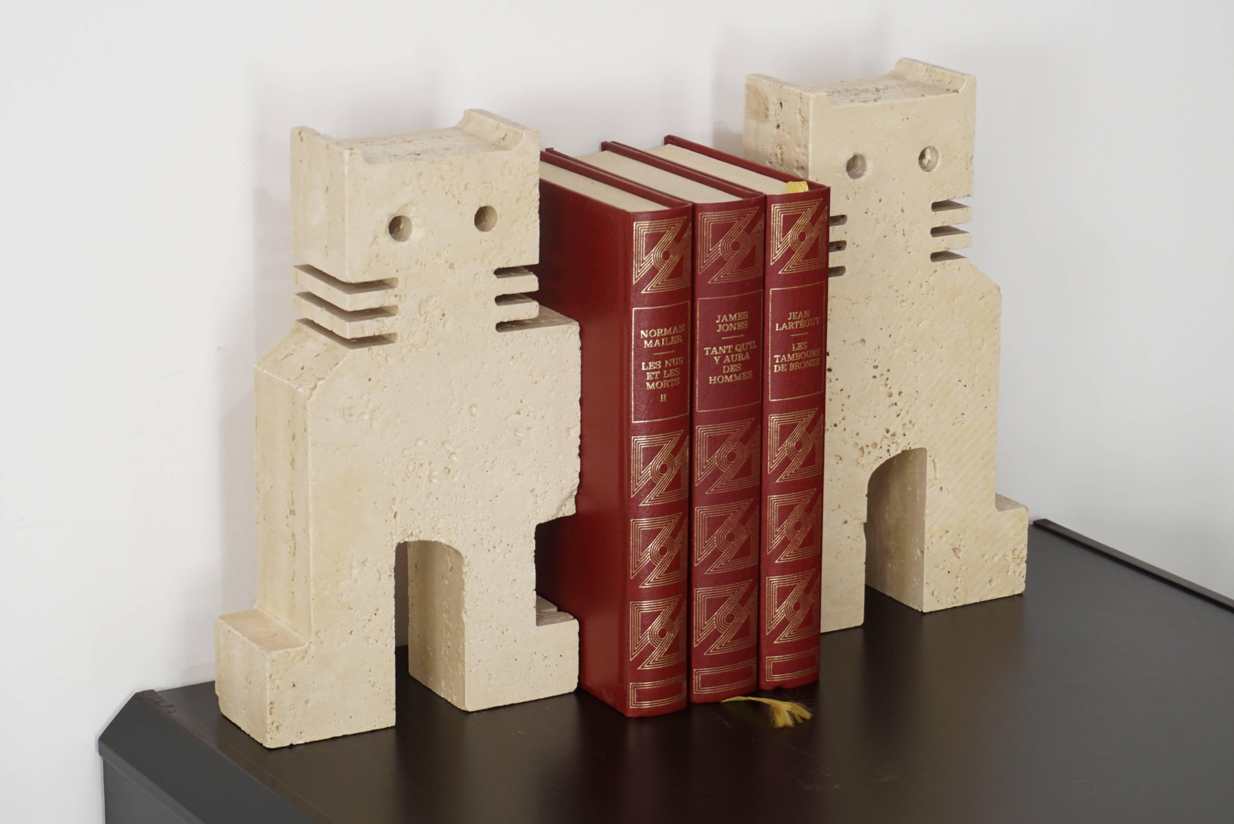 Mid Centruy Italian Pair Of Travertine Bookends By Fratelli Manelli 6
