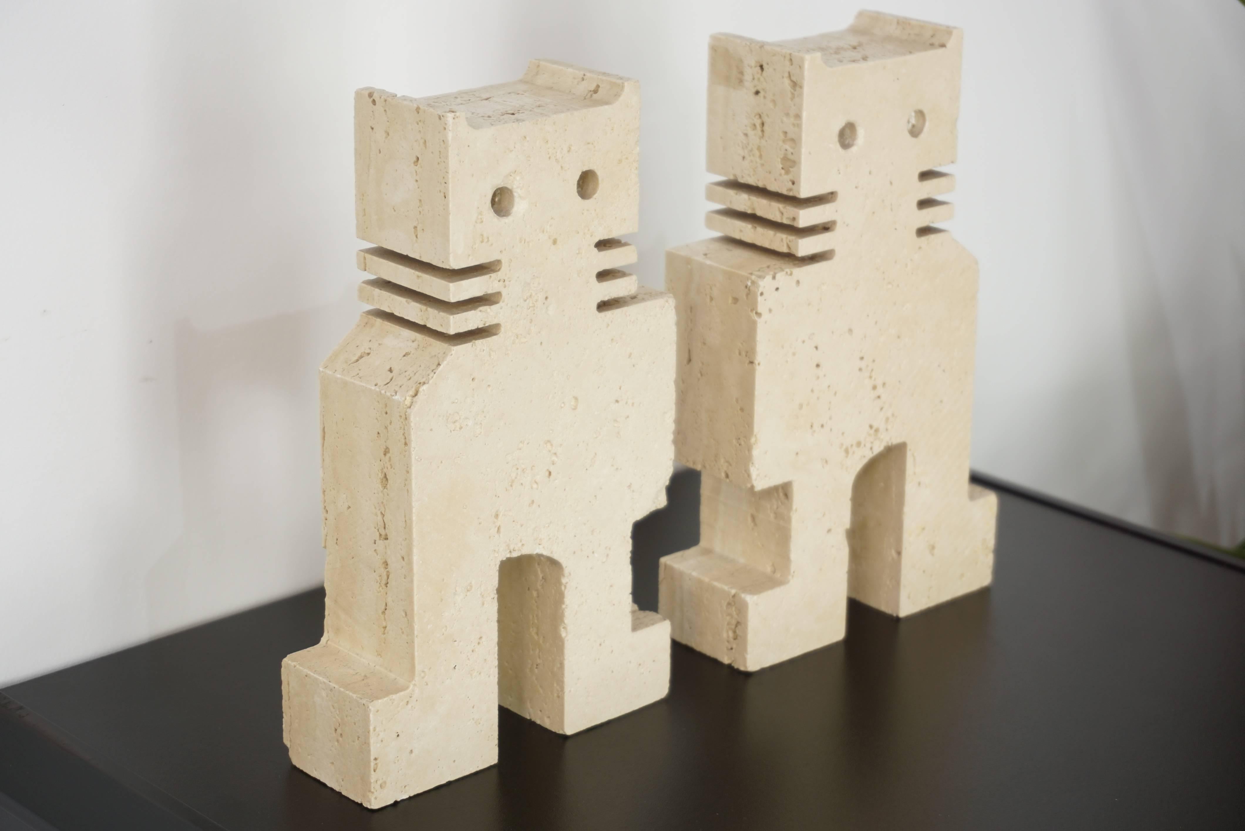 Mid Centruy Italian Pair Of Travertine Bookends By Fratelli Manelli 1