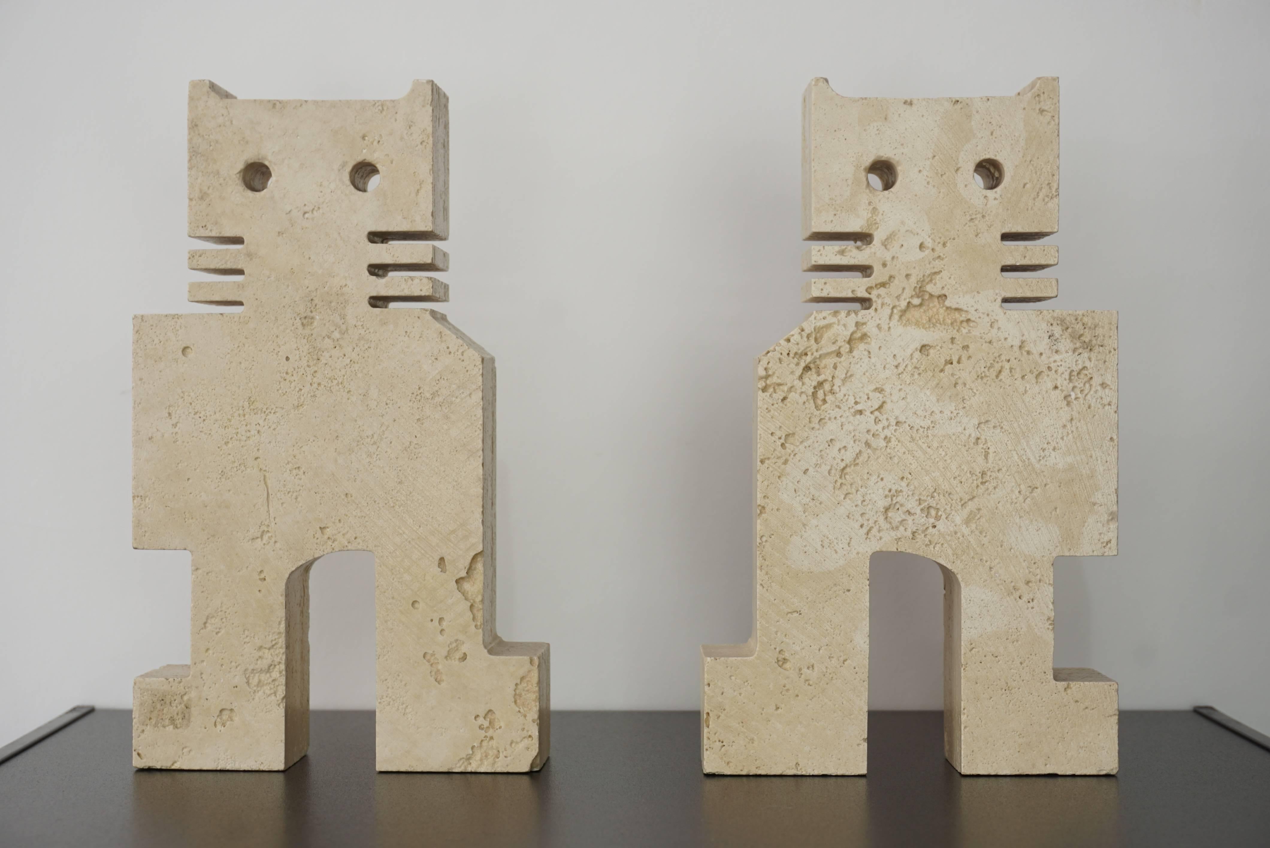 Mid Centruy Italian Pair Of Travertine Bookends By Fratelli Manelli 2