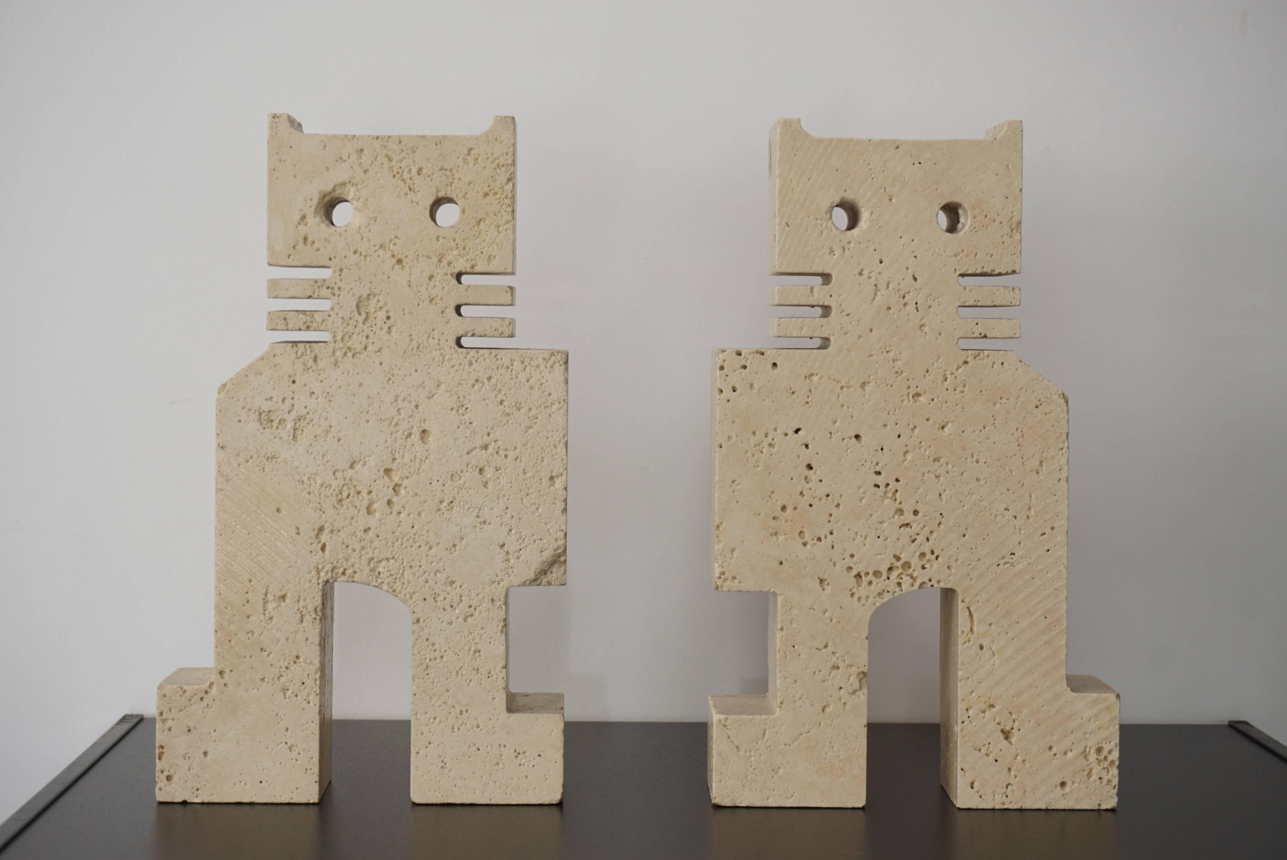 Mid Centruy Italian Pair Of Travertine Bookends By Fratelli Manelli 3