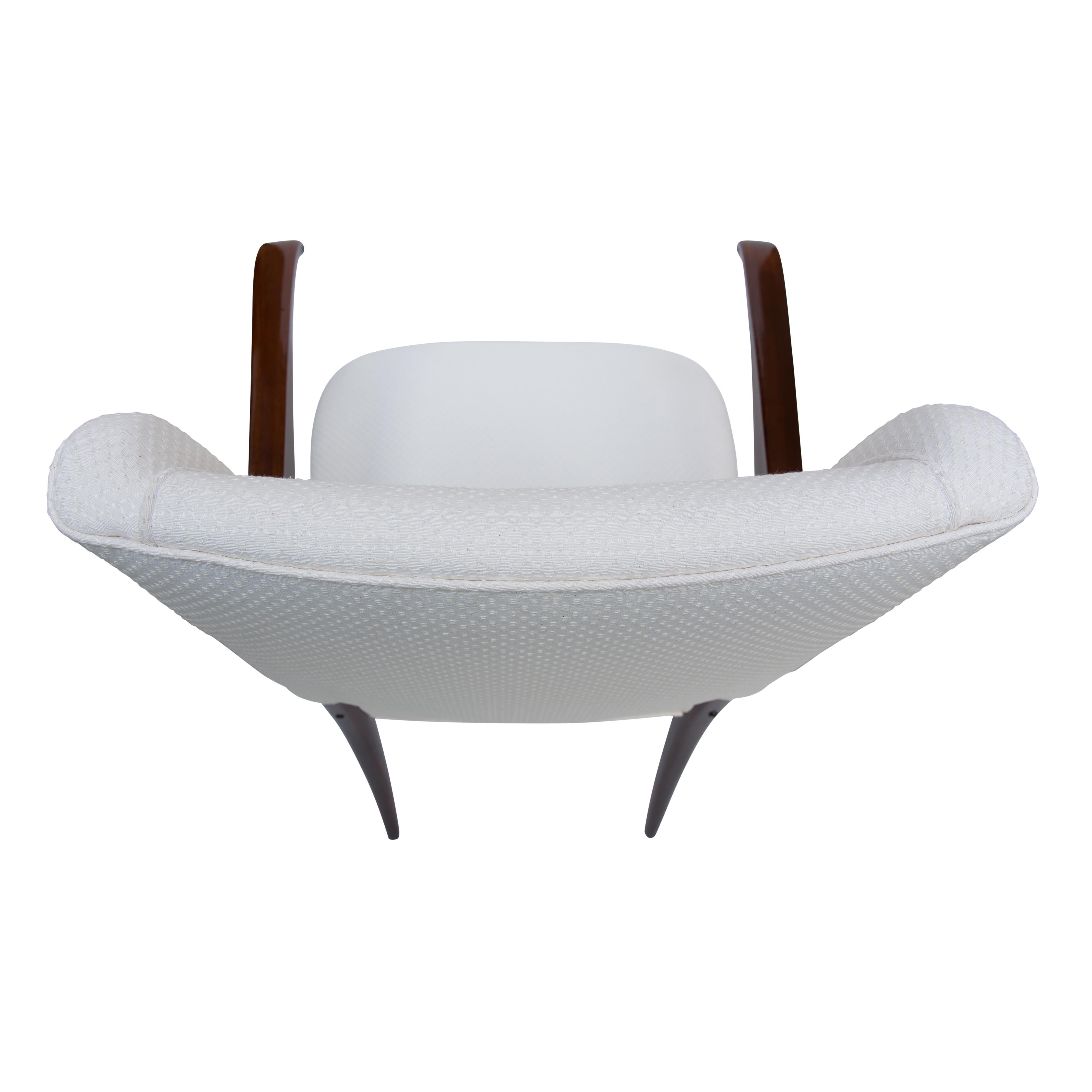Mid-Century Modern Mid-Centruy Modern White Cotton Italian 1950s Desk Armchair by Vittorio Dassi