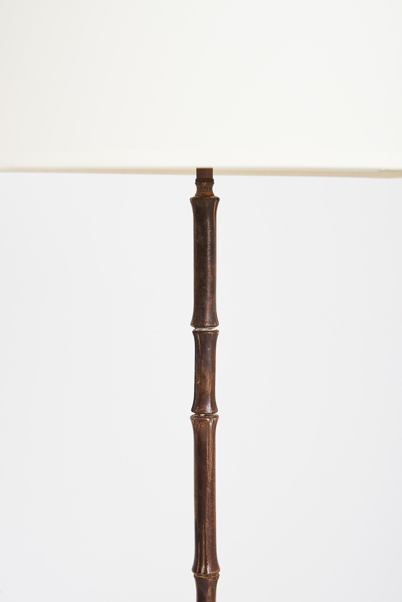 Mid-Century Modern Midcentury Bronze Bamboo Floor Lamp