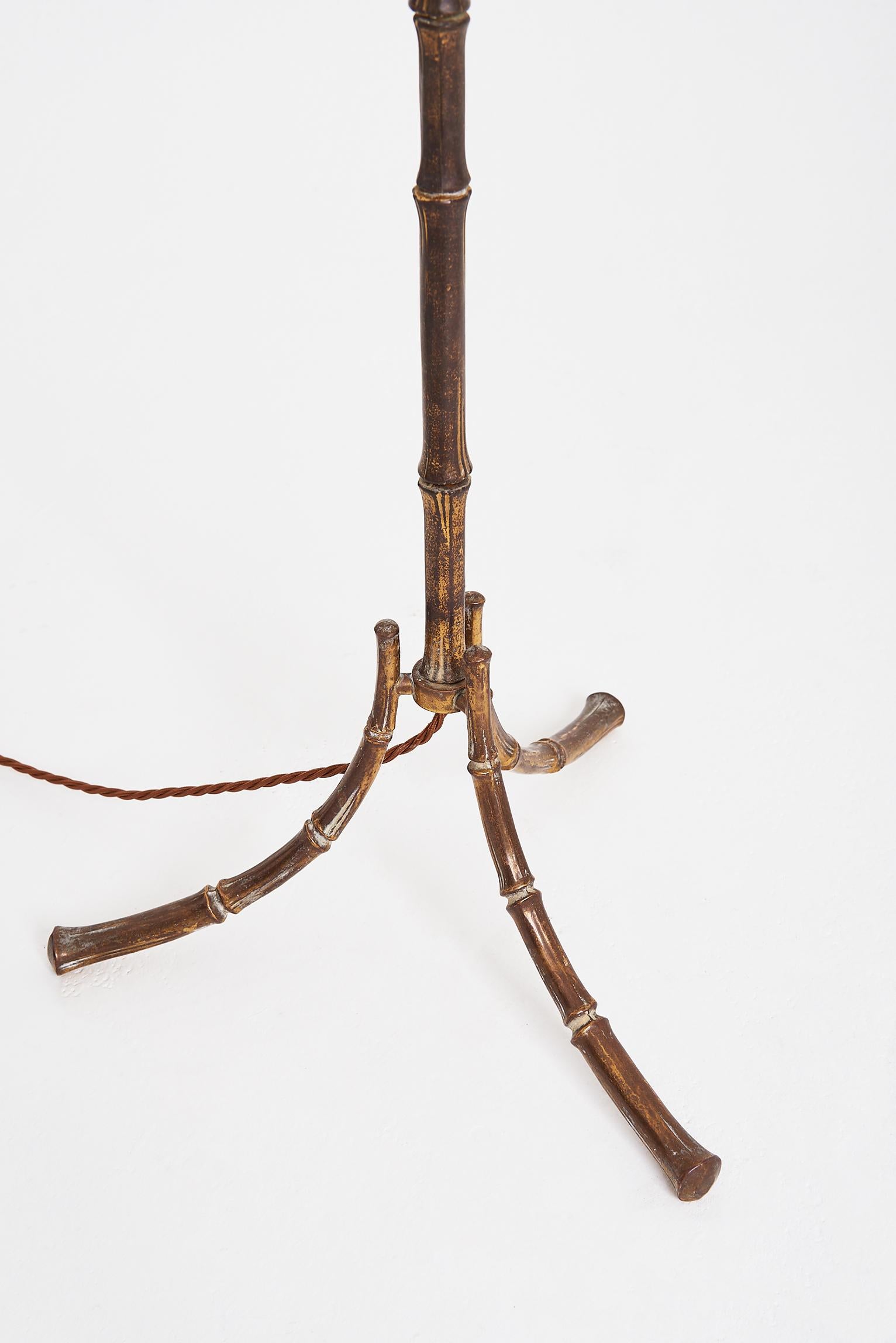 Midcentury Bronze Bamboo Floor Lamp In Good Condition In London, GB