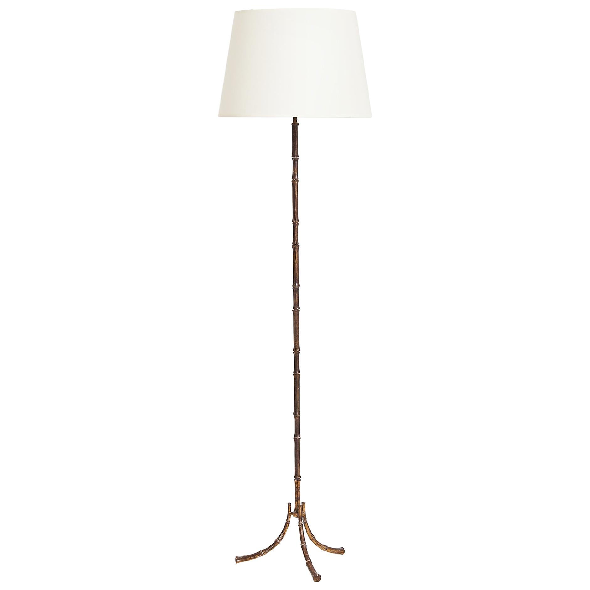 Midcentury Bronze Bamboo Floor Lamp